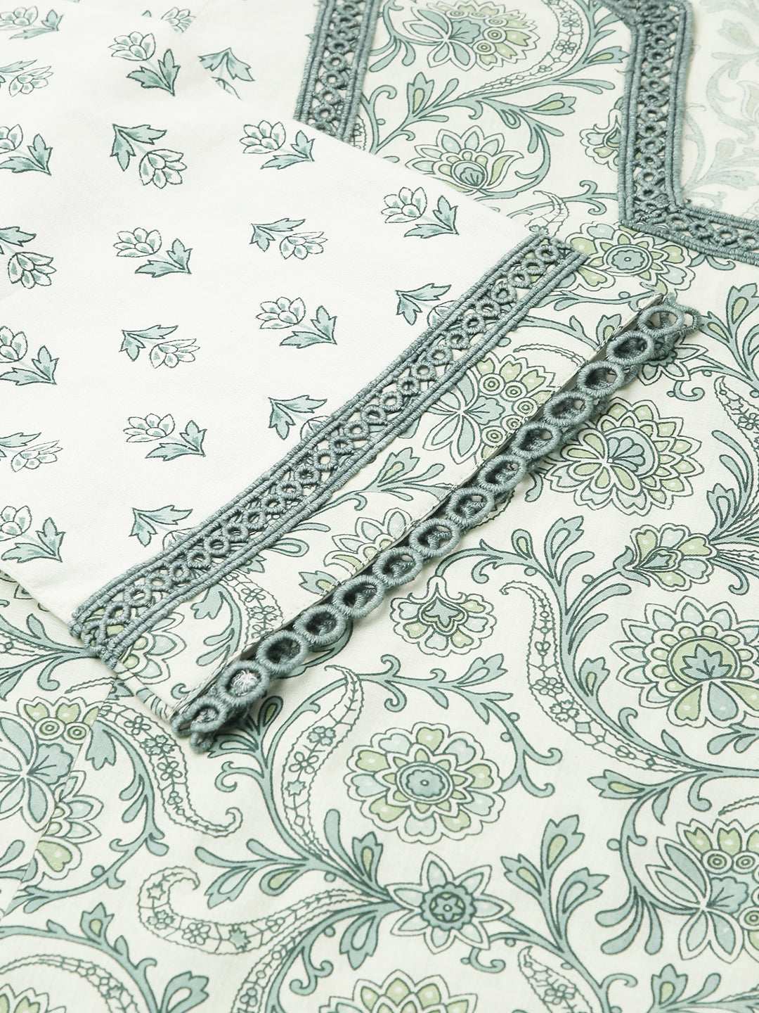 Women's Mint Green Pure Cotton A-line Kurta with Pant