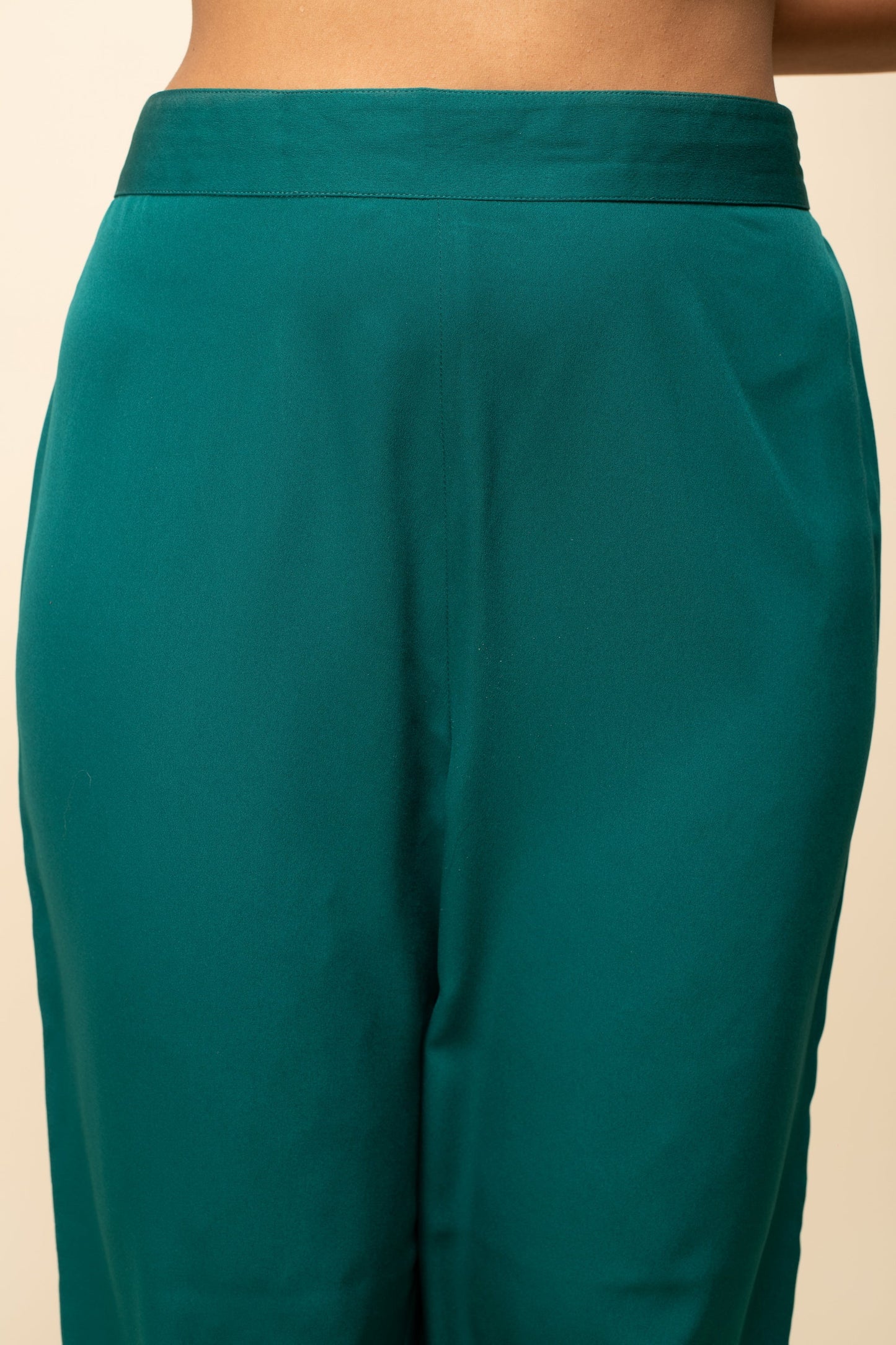 Women's Teal Blue Crepe A-Line Kurta Pant with dupatta