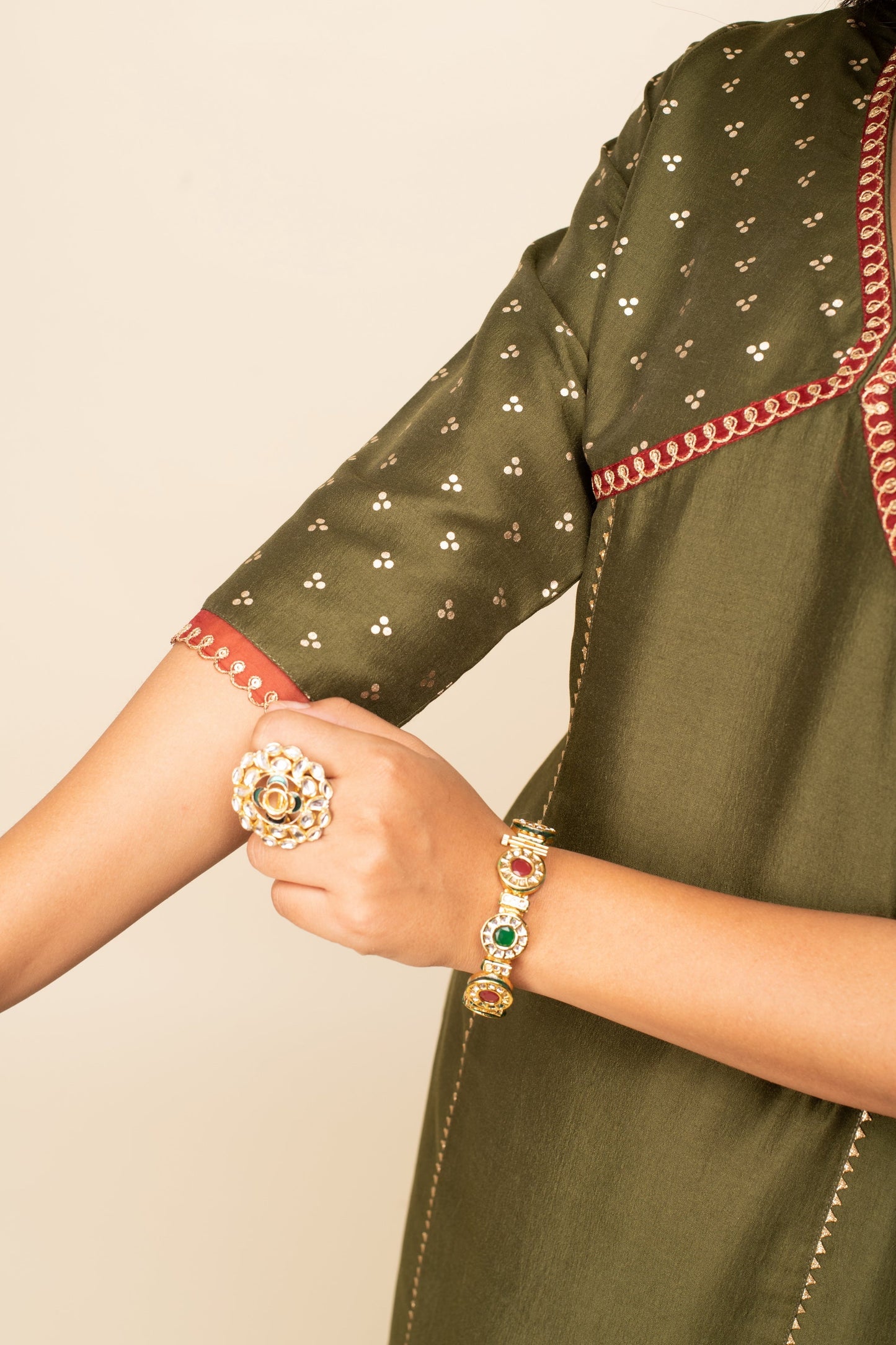 Women's Green Silk Blend Straight Kurta With Palazzo And Dupatta