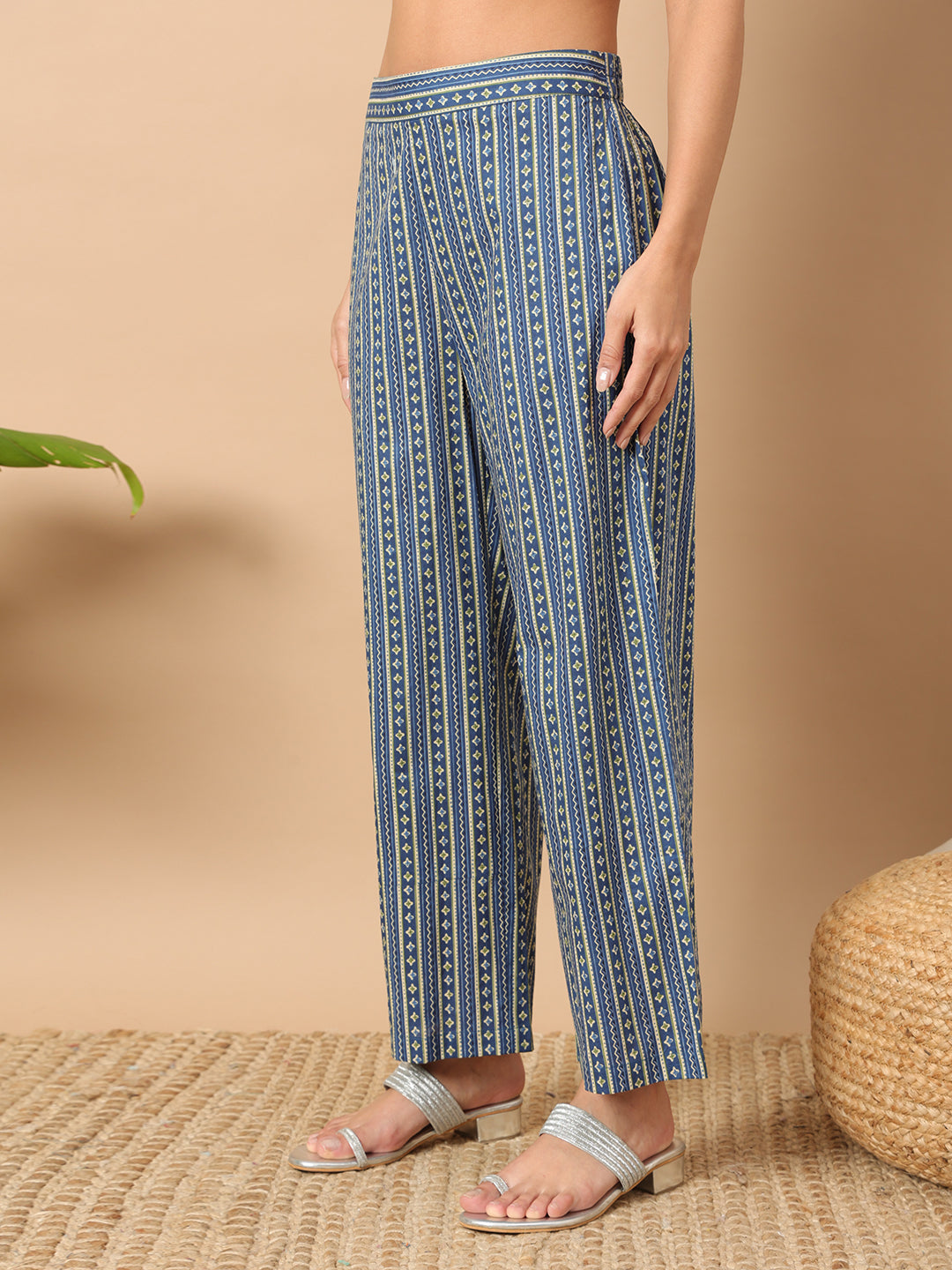 Women's Light Blue Cotton Straight Kurta Set