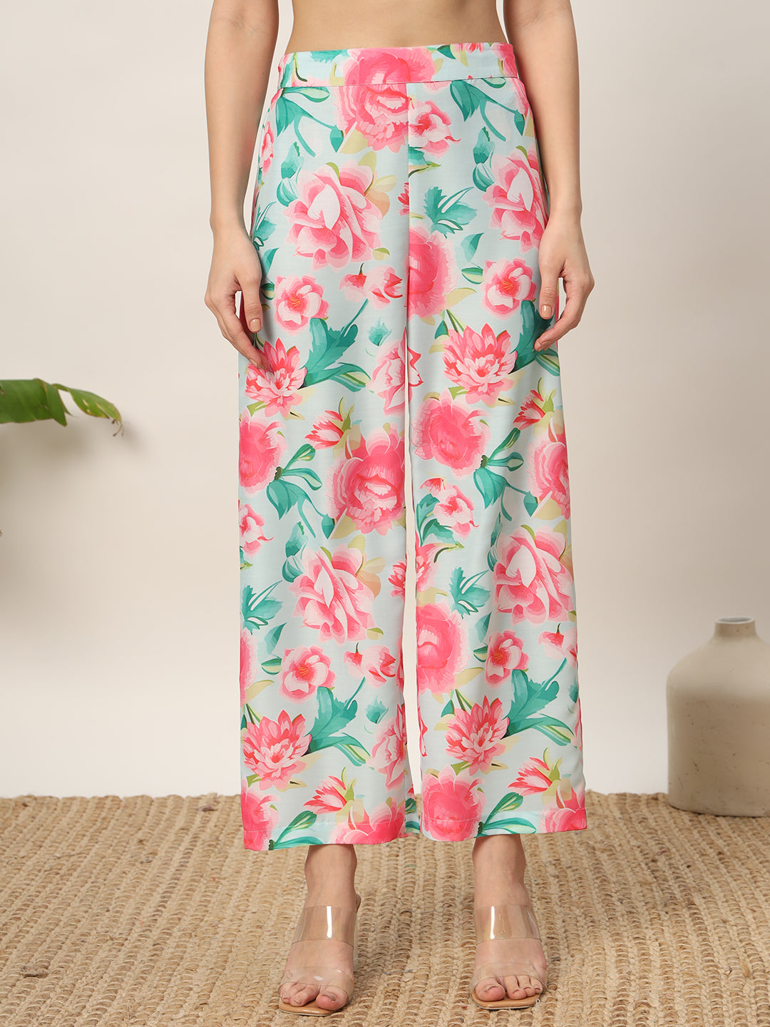 Women's Pink Cotton Blend A-Line Kurta Set