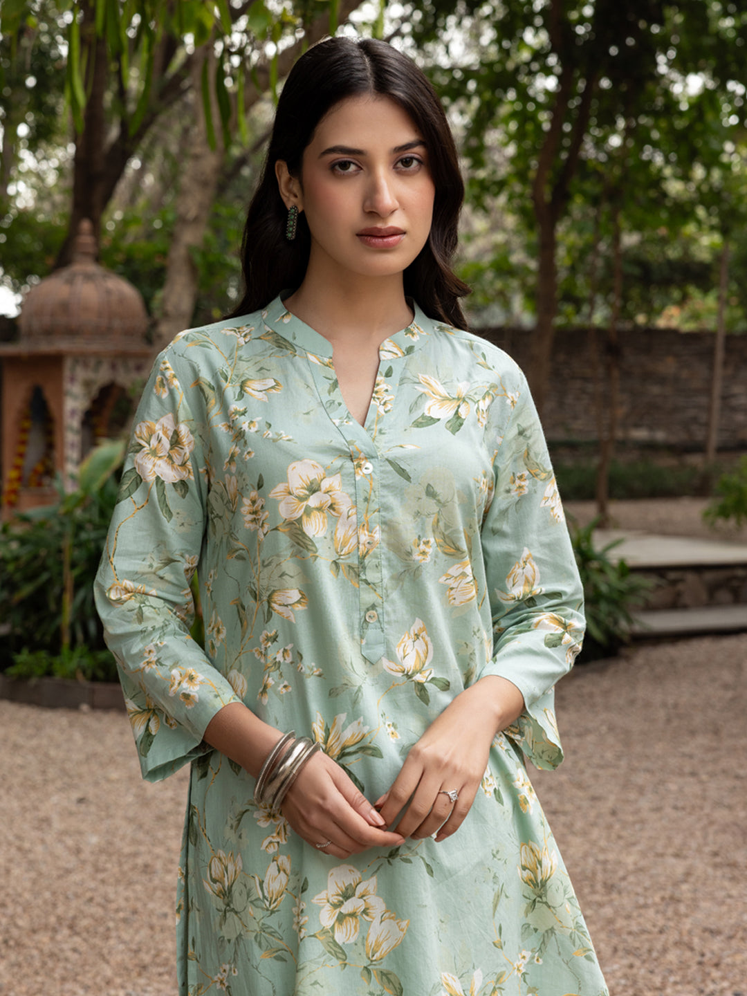 Dhiyona FL Women's Pista green Cotton Printed Co-ord Set