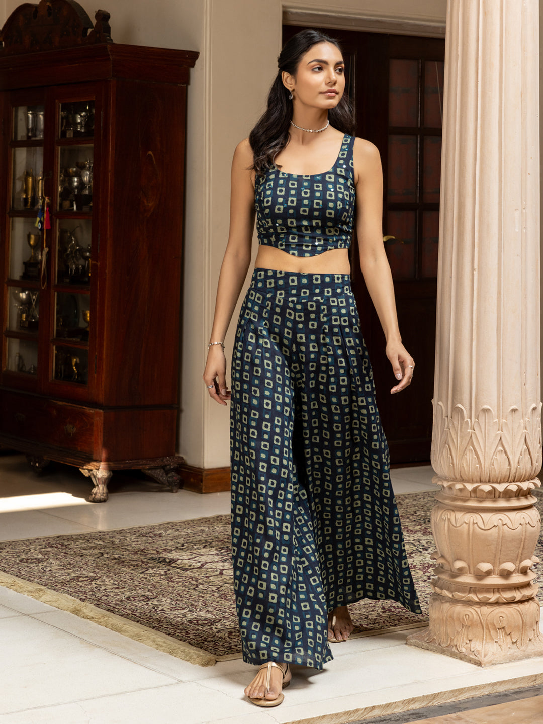 Dhiyona FL Women's Navy Blue Cotton Printed Co-ord Set