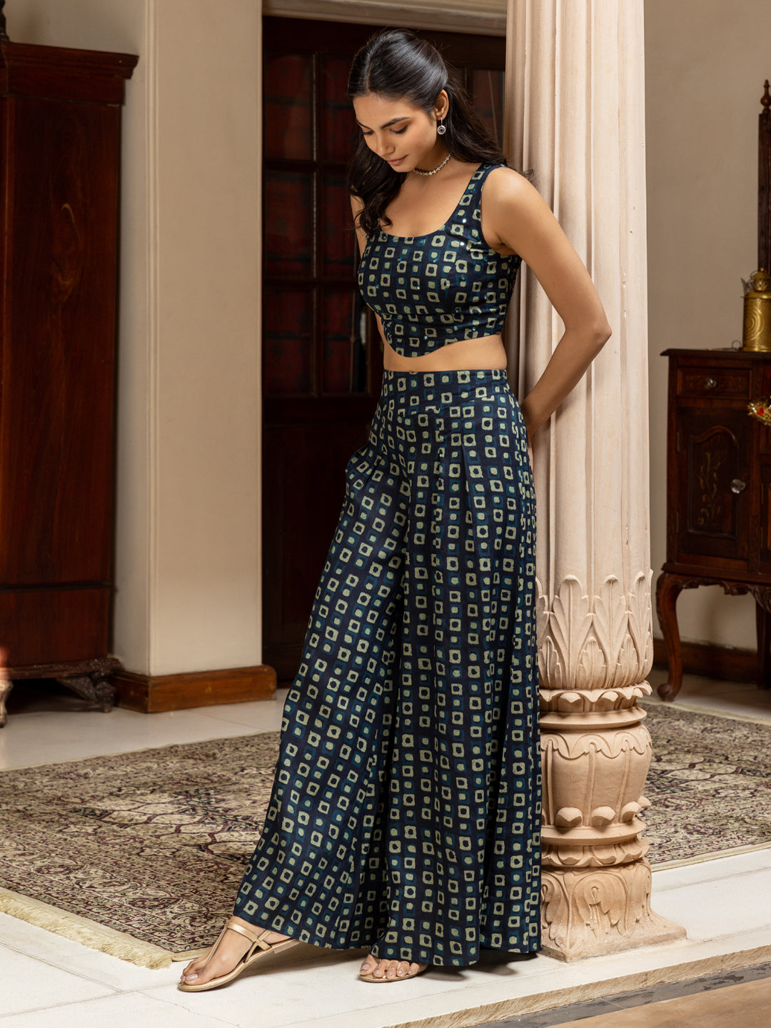Dhiyona FL Women's Navy Blue Cotton Printed Co-ord Set