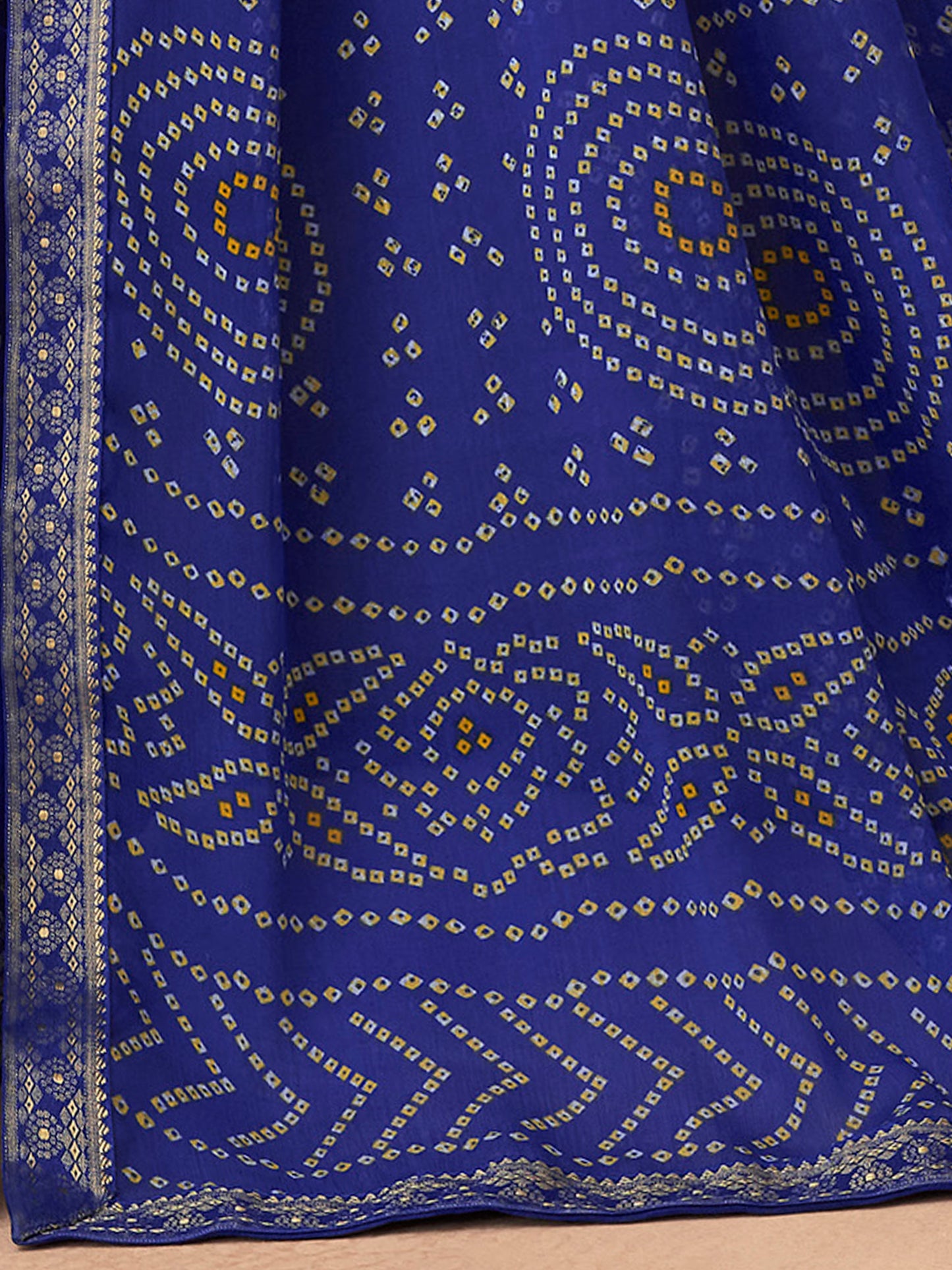Women's Chiffon Blue Embellished Designer Saree With Blouse Piece