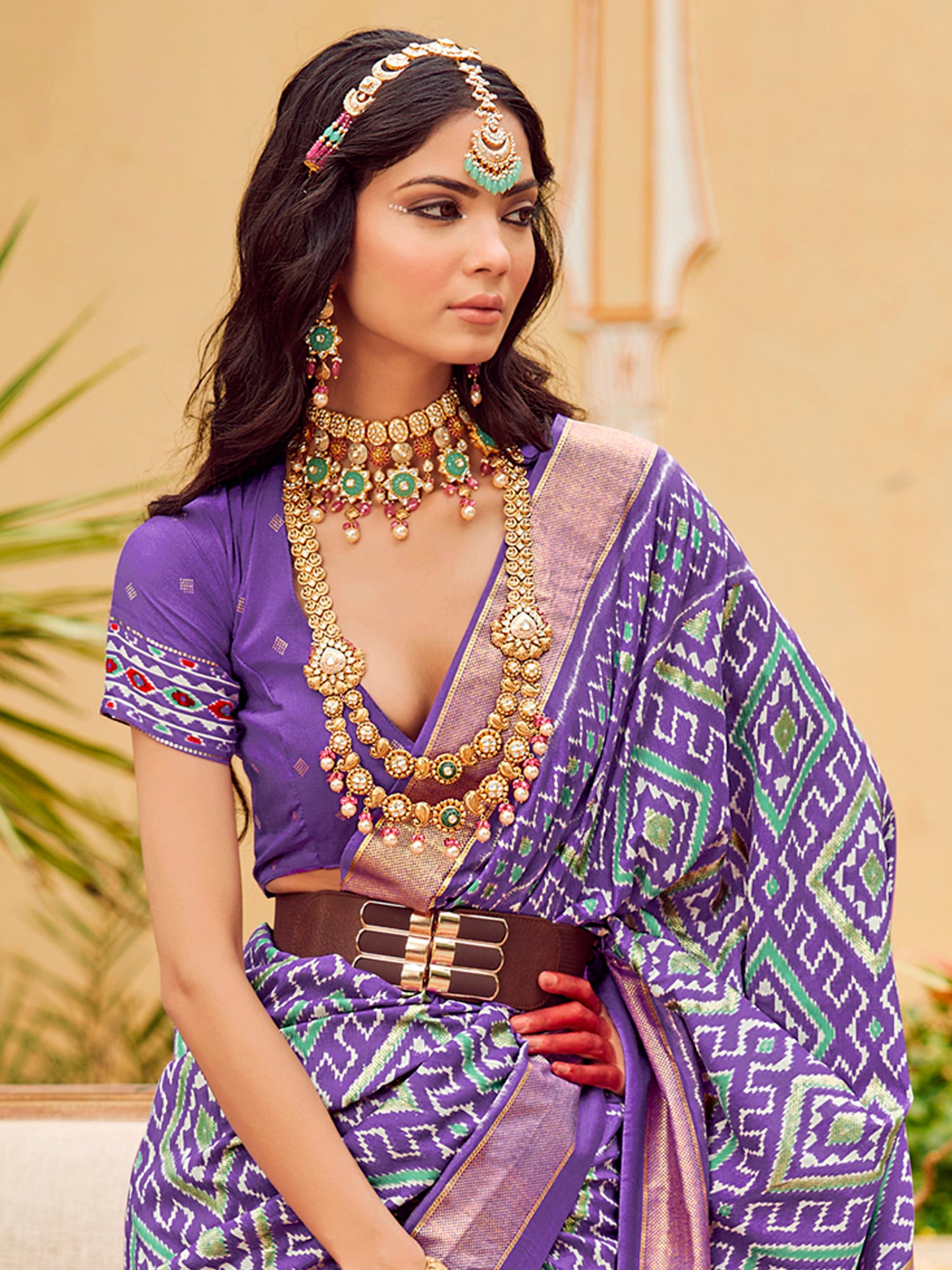 Women's Tussar Silk Lavendar Printed Designer Saree With Blouse Piece