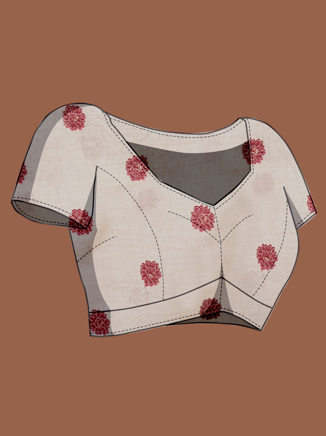 Dhiyona GR Women's Sketch Beige & Wine Pure Mul Cotton Jamdani Saree