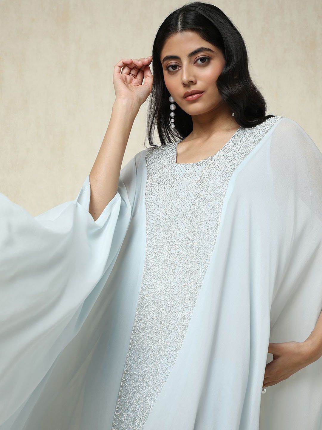 Dhiyona SO Women's Women Layered Beads and Stones Top with Trousers