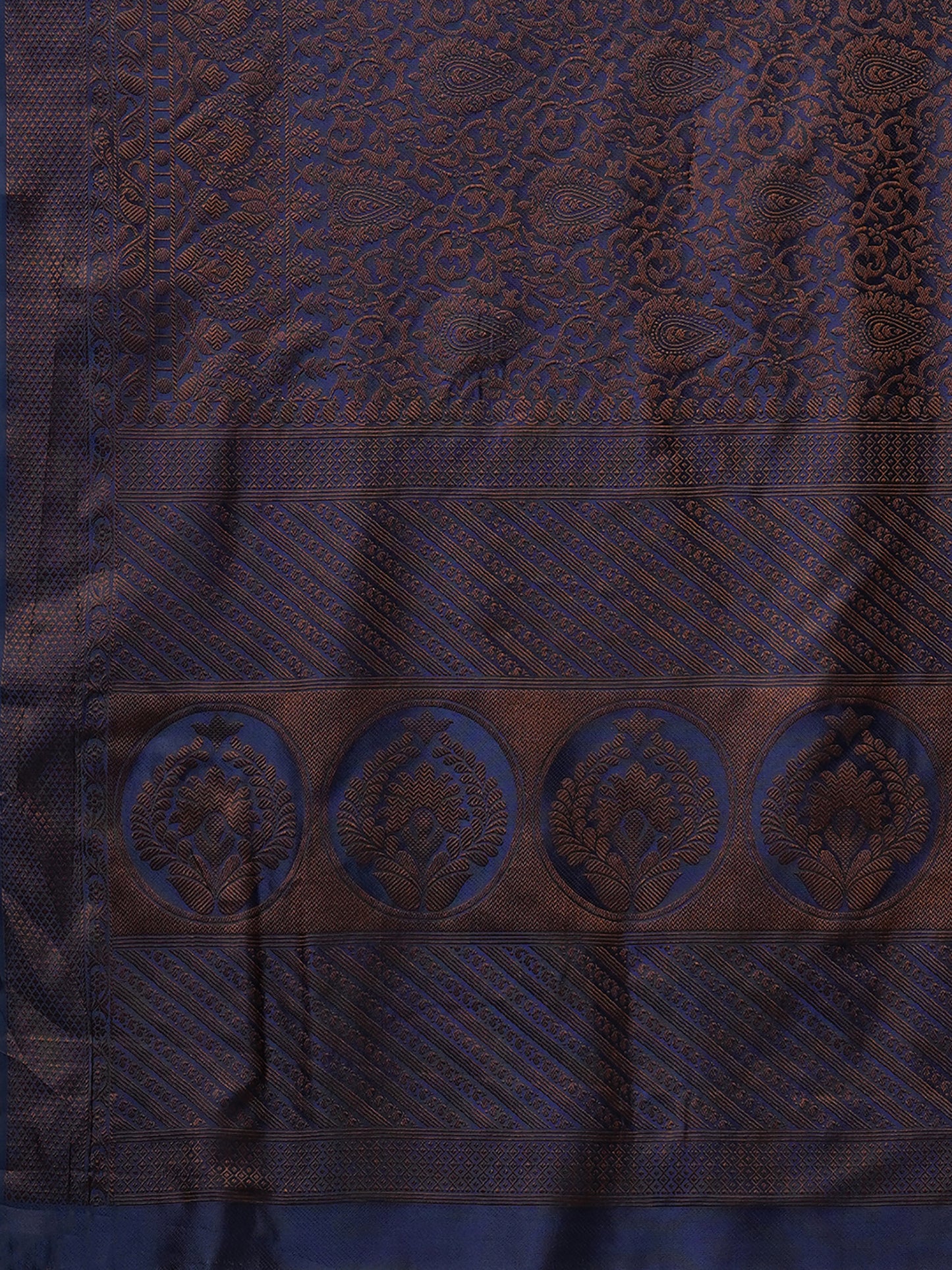 Women's Silk Blend Navy Blue Woven Design Designer Saree With Blouse Piece