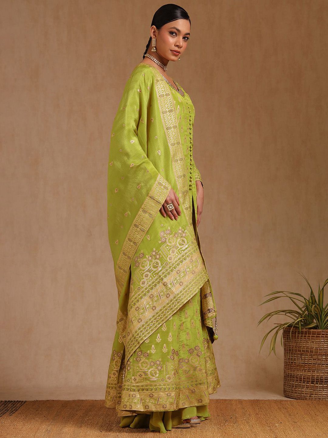 Dhiyona SO Women's Women Ethnic Motifs Regular Mirror Work Kurta with Palazzos & Dupatta