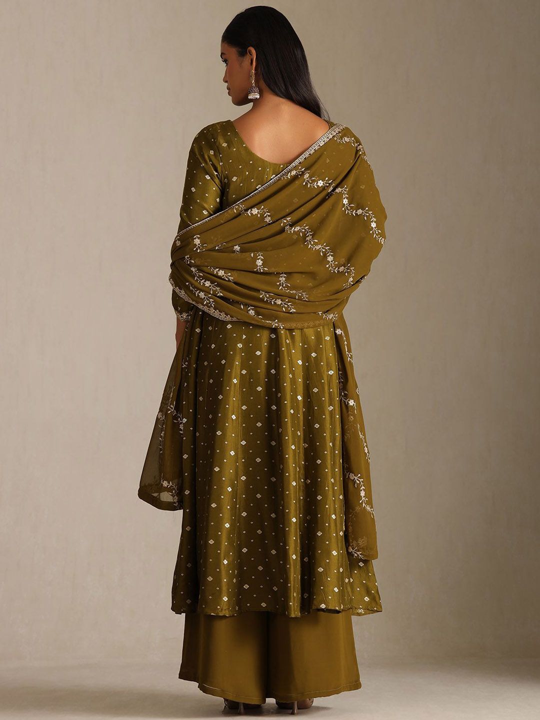 Dhiyona SO Women's Women Ethnic Motifs Printed Anarkali Kurta with Palazzo & Dupatta