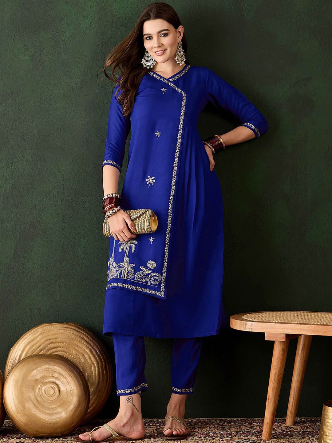 Dhiyona SN Women's Embroidered A-Line Kurta & Trouser Set