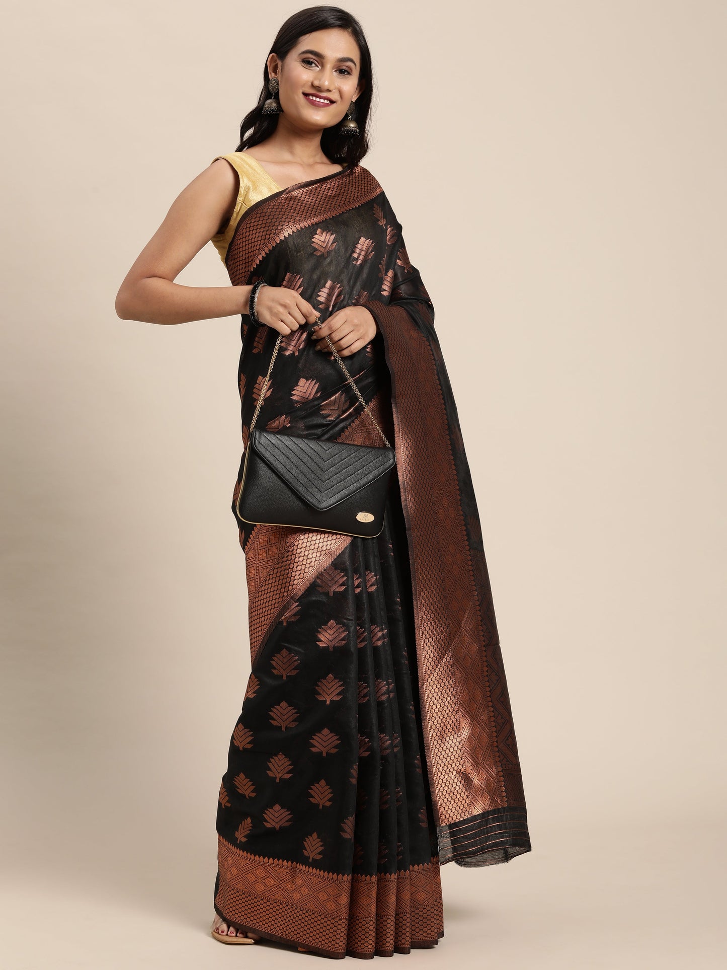 Dhiyona GR Women's Tahira Charming Black Silk Blend Saree