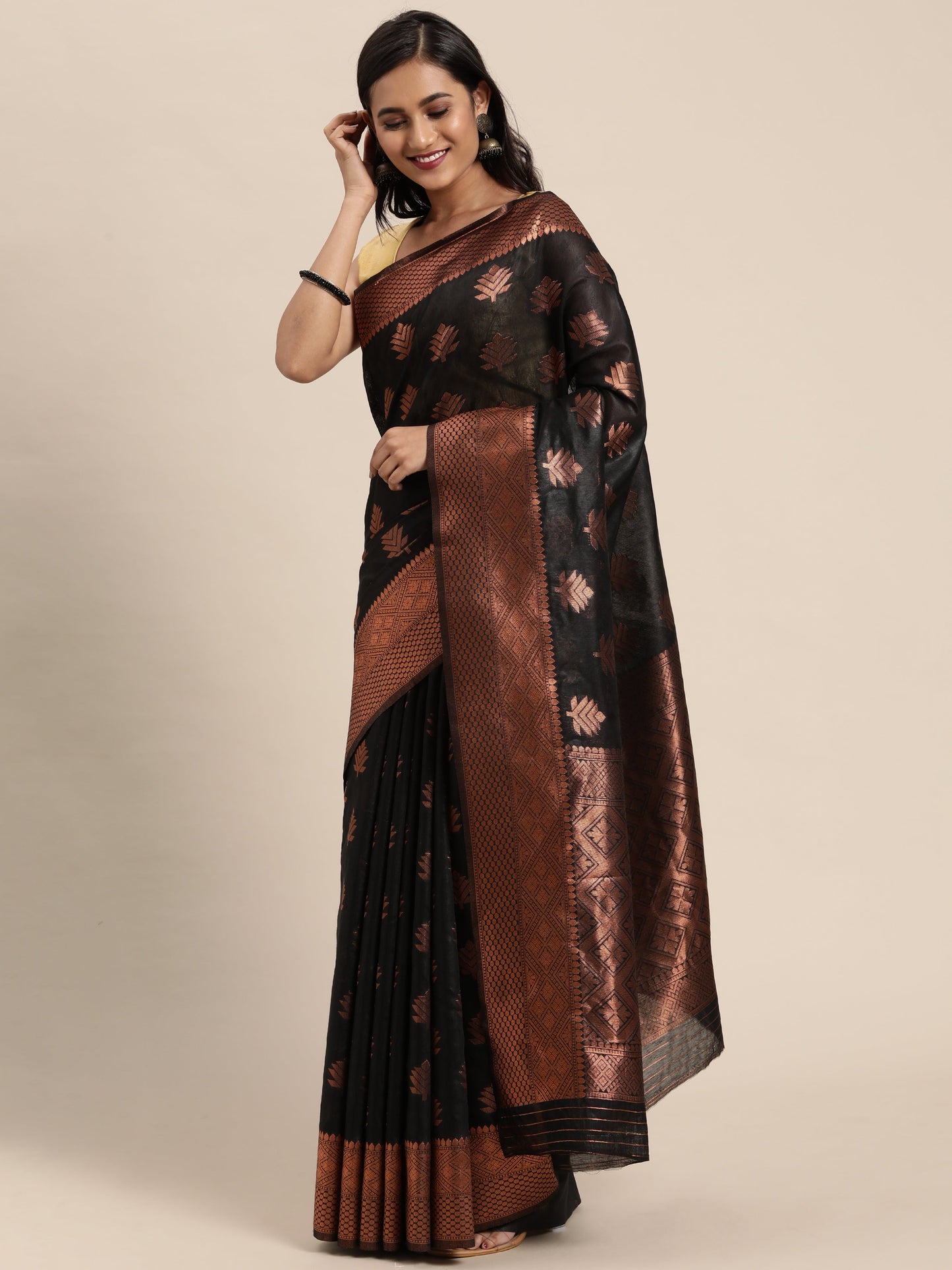 Dhiyona GR Women's Tahira Charming Black Silk Blend Saree