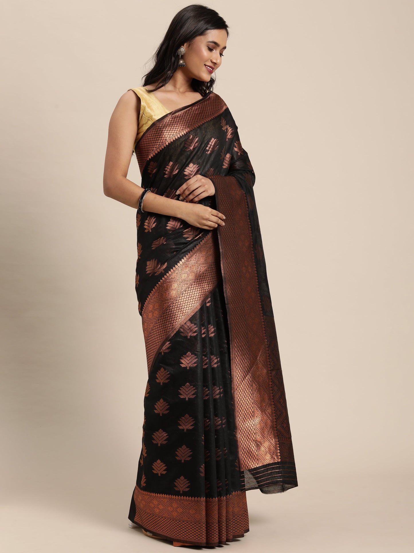 Dhiyona GR Women's Tahira Charming Black Silk Blend Saree