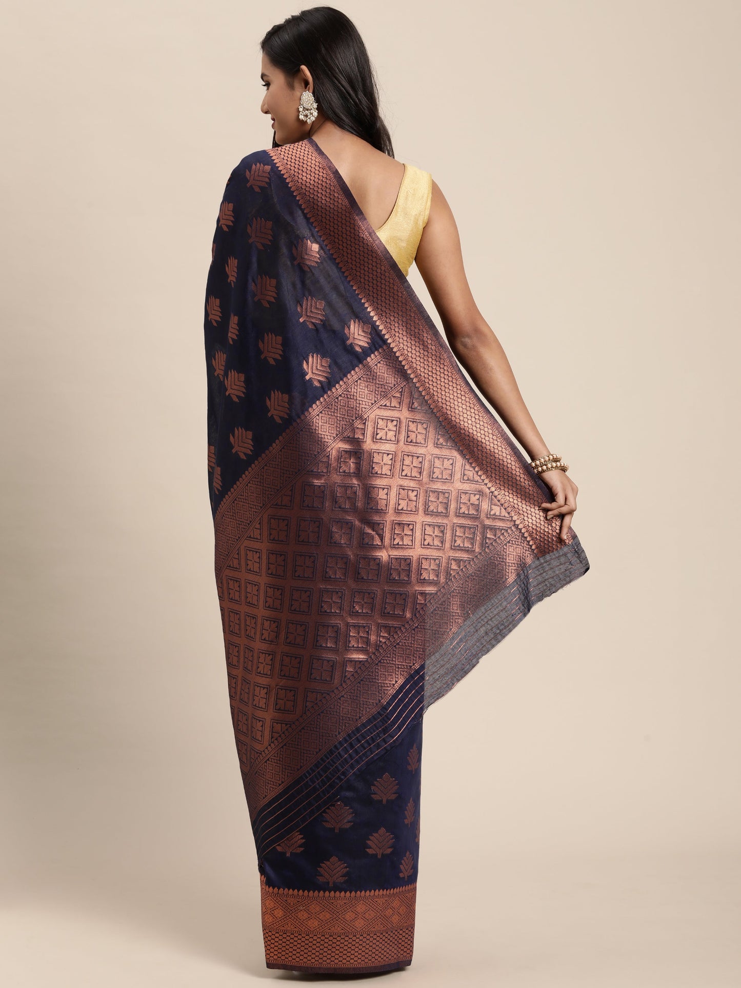 Dhiyona GR Women's Tahira Berry Blue Silk Blend Saree