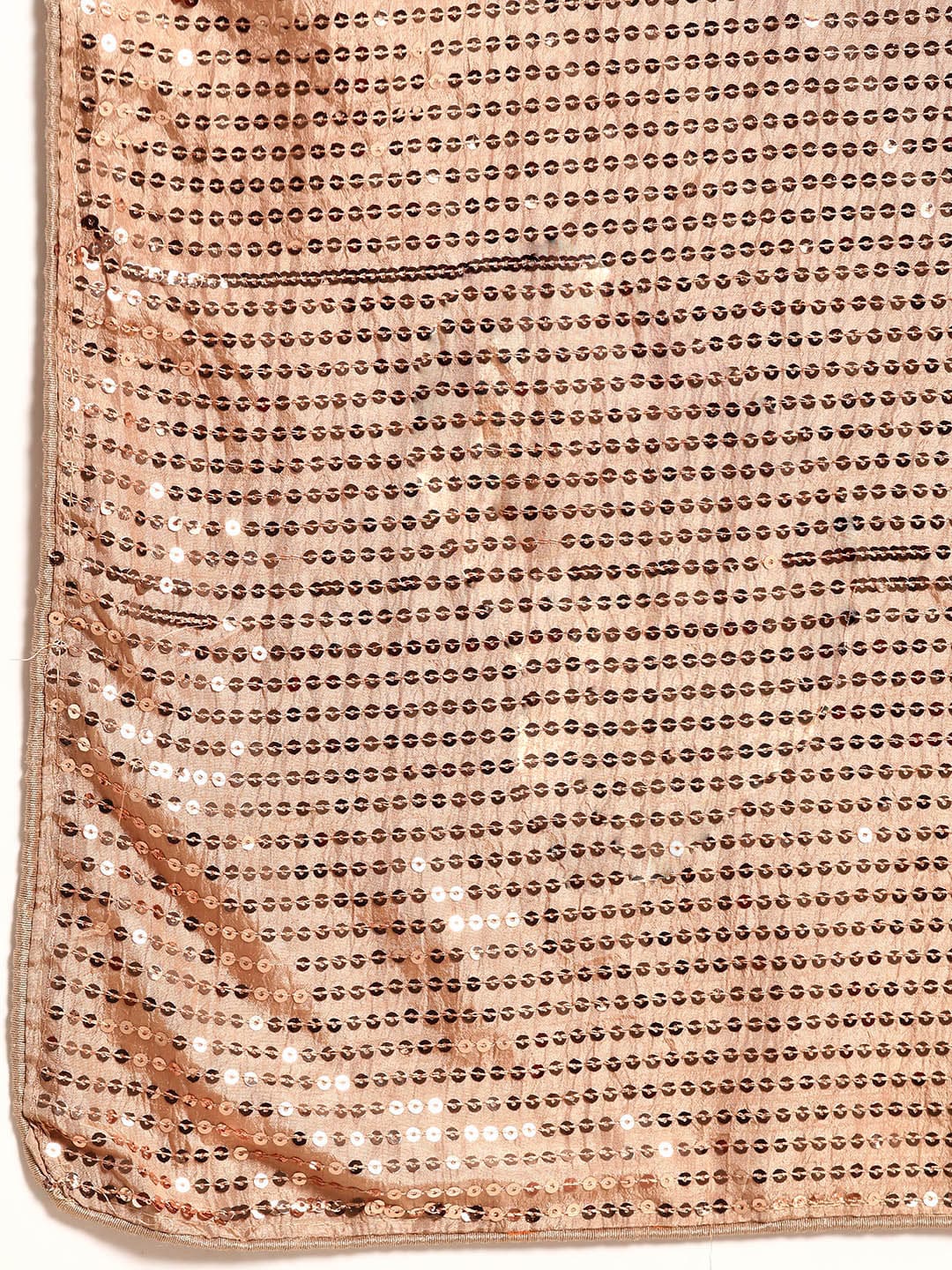 Dhiyona TI Women's Beige Crepe Sequins Saree with Unstitched Blouse