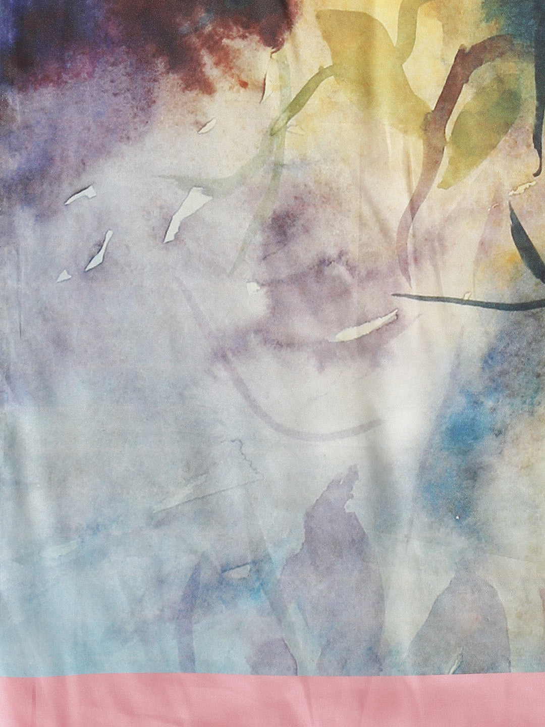 Dhiyona TI Women's Multi-Color Printed Satin Saree with Unstitched Blouse