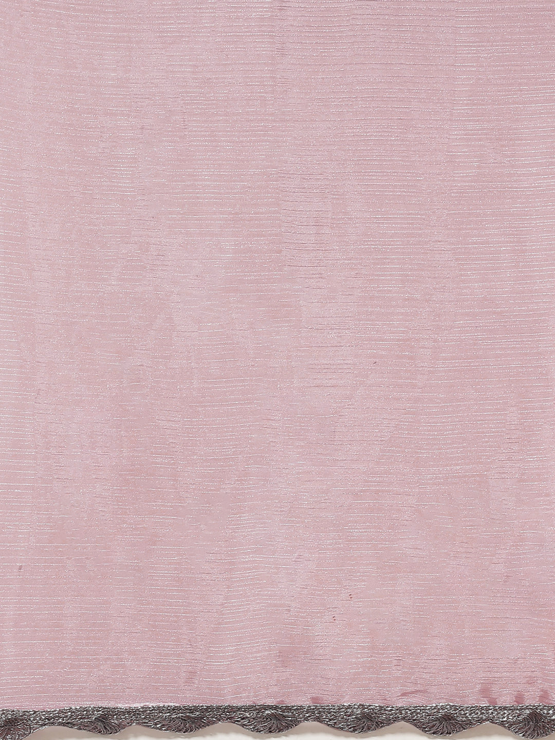 Dhiyona TI Women's Pink Solid Embellished Border Chiffon Saree with Unstitched Blouse