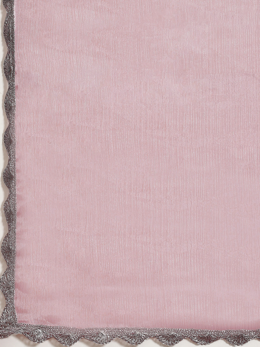 Dhiyona TI Women's Pink Solid Embellished Border Chiffon Saree with Unstitched Blouse