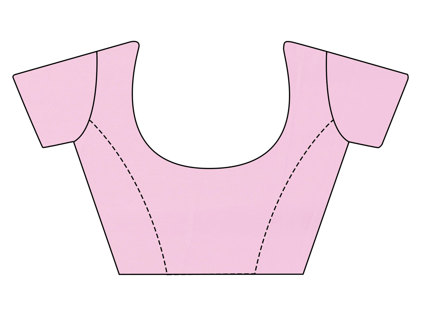 Dhiyona TI Women's Pink Striped Shimmer Floral Hand Print & Scalloped Border Saree with Unstitched Blouse