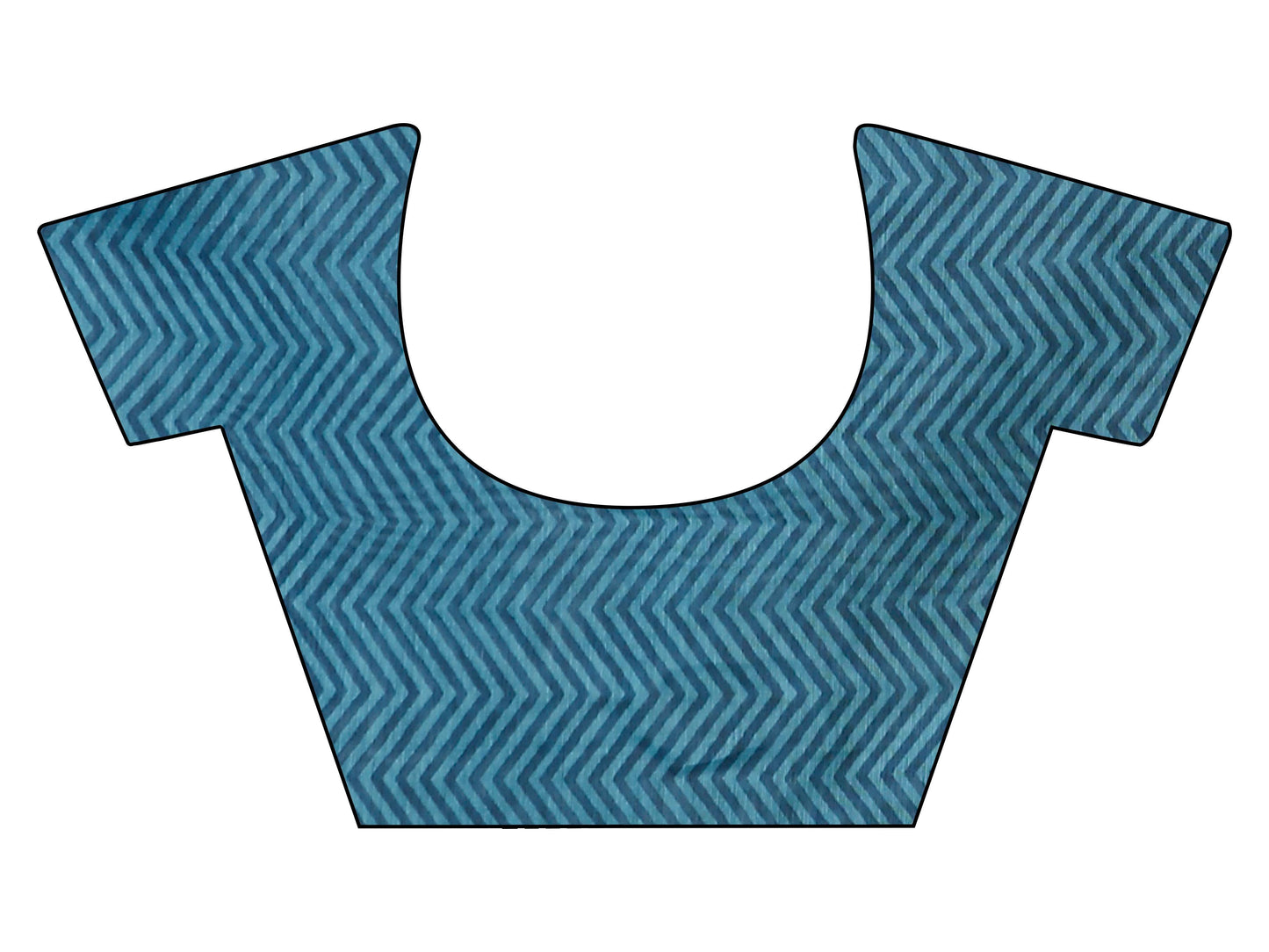 Dhiyona TI Women's Ready To Wear Blue Geometric Saree with Unstitched Blouse