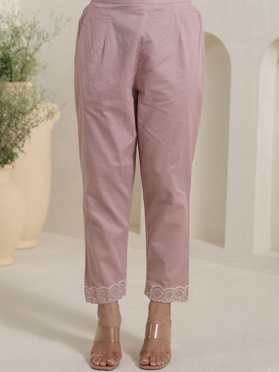 Women Floral Embroidered Sequinned Pure Cotton Kurta with Trousers & Dupatta