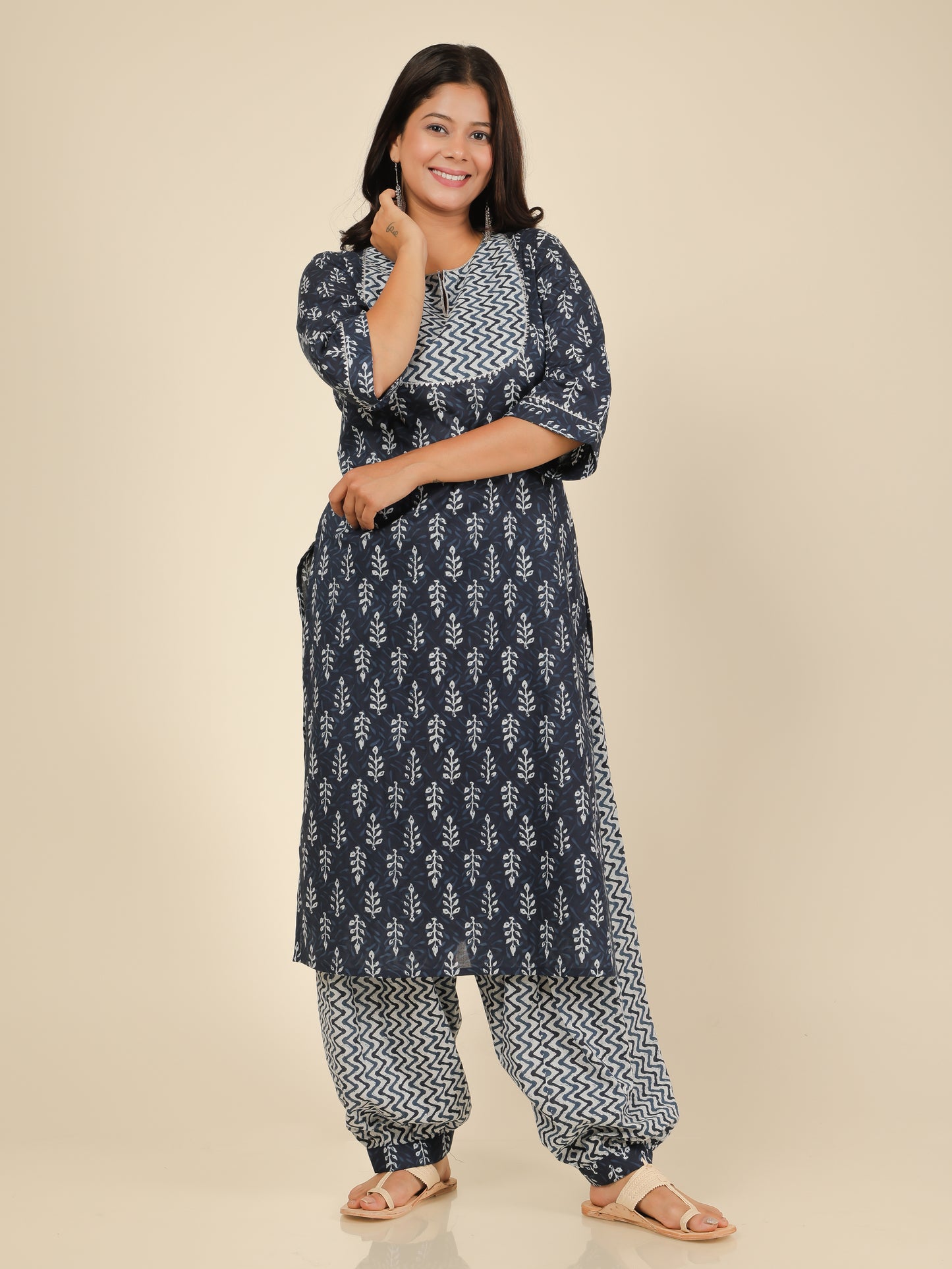 Women's Cotton Blue Straight Kurta