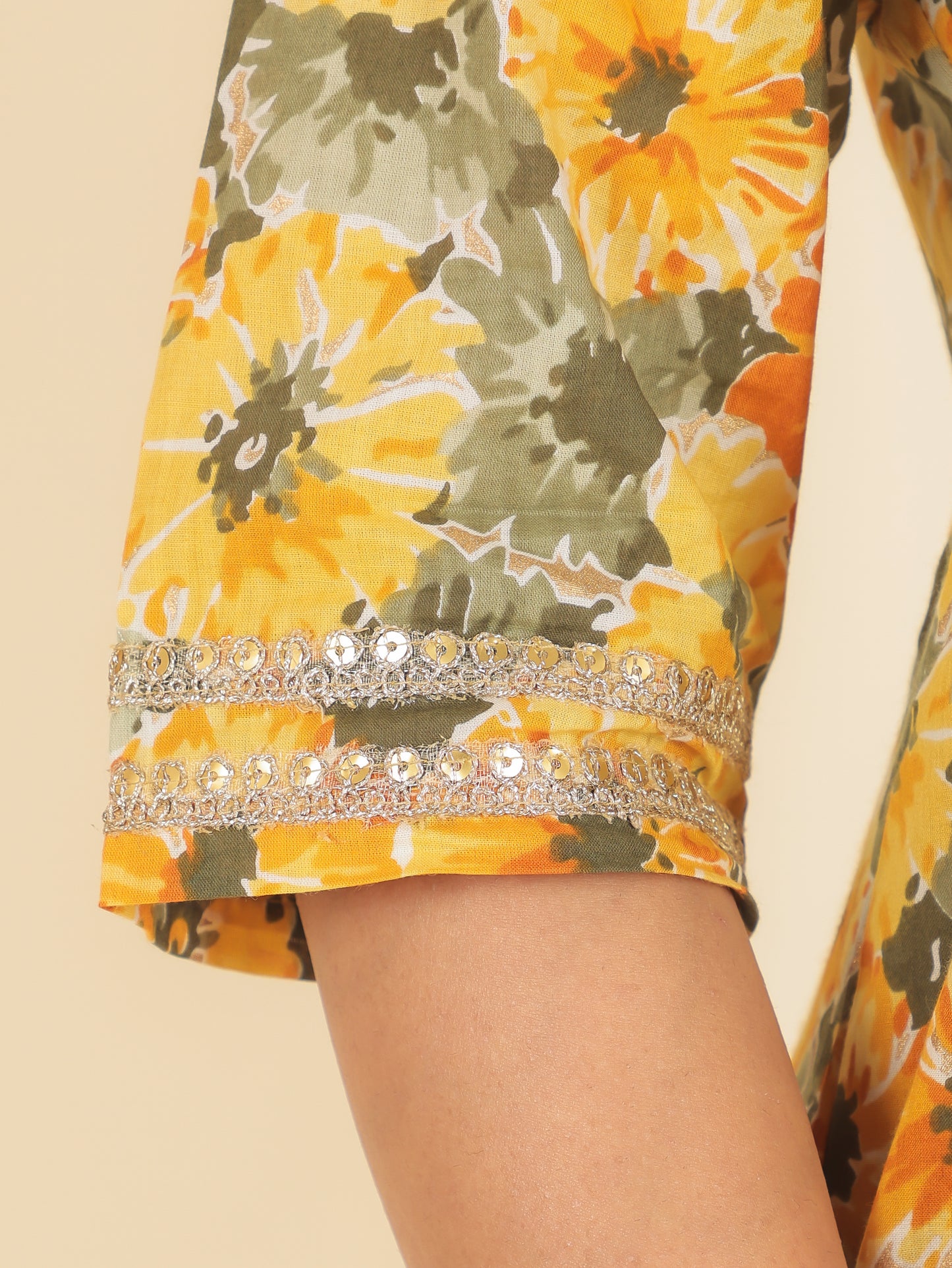 Women's Cotton Yellow Anarkali Kurta