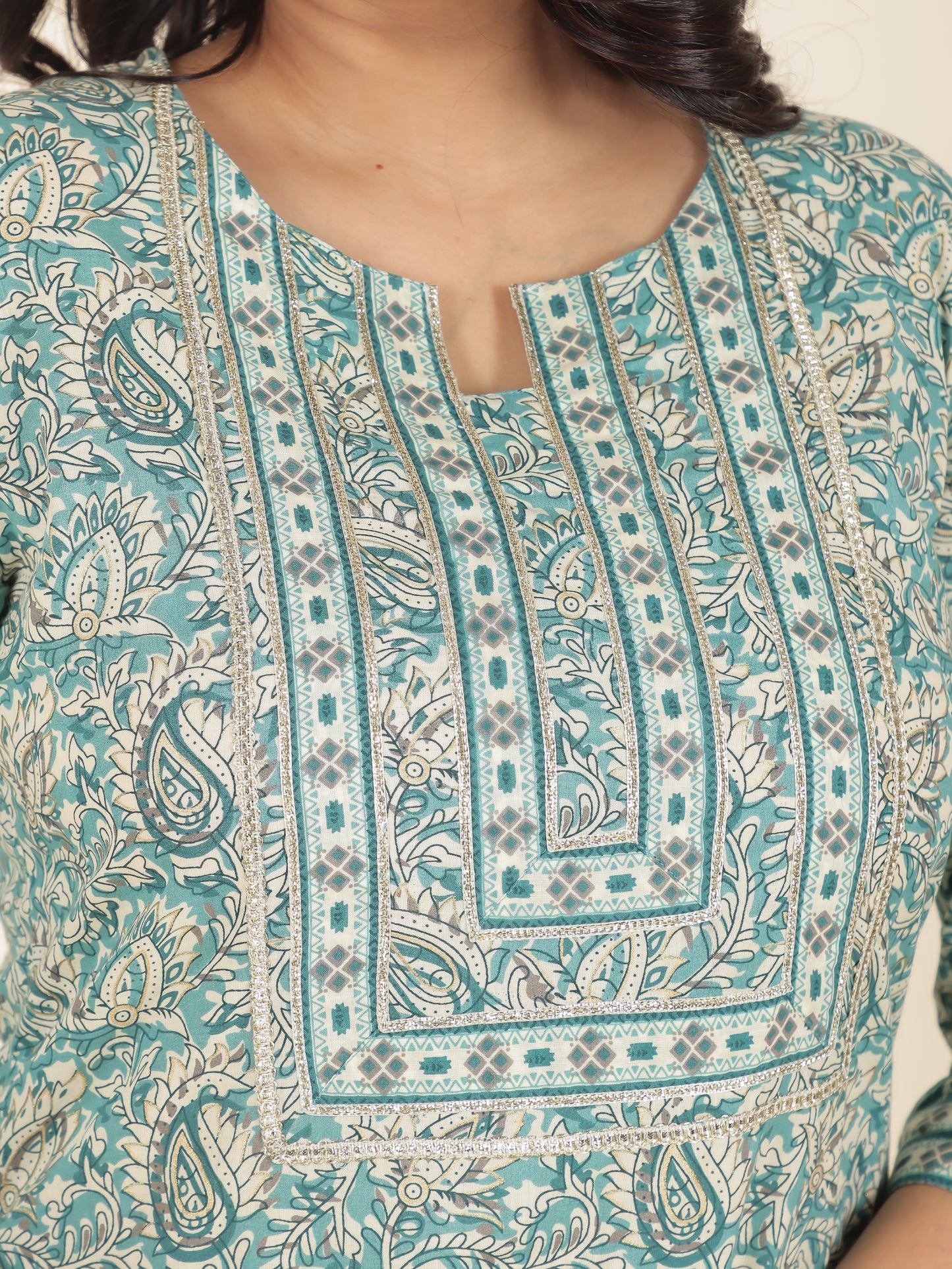 Women's Cotton Green Straight Kurta Set