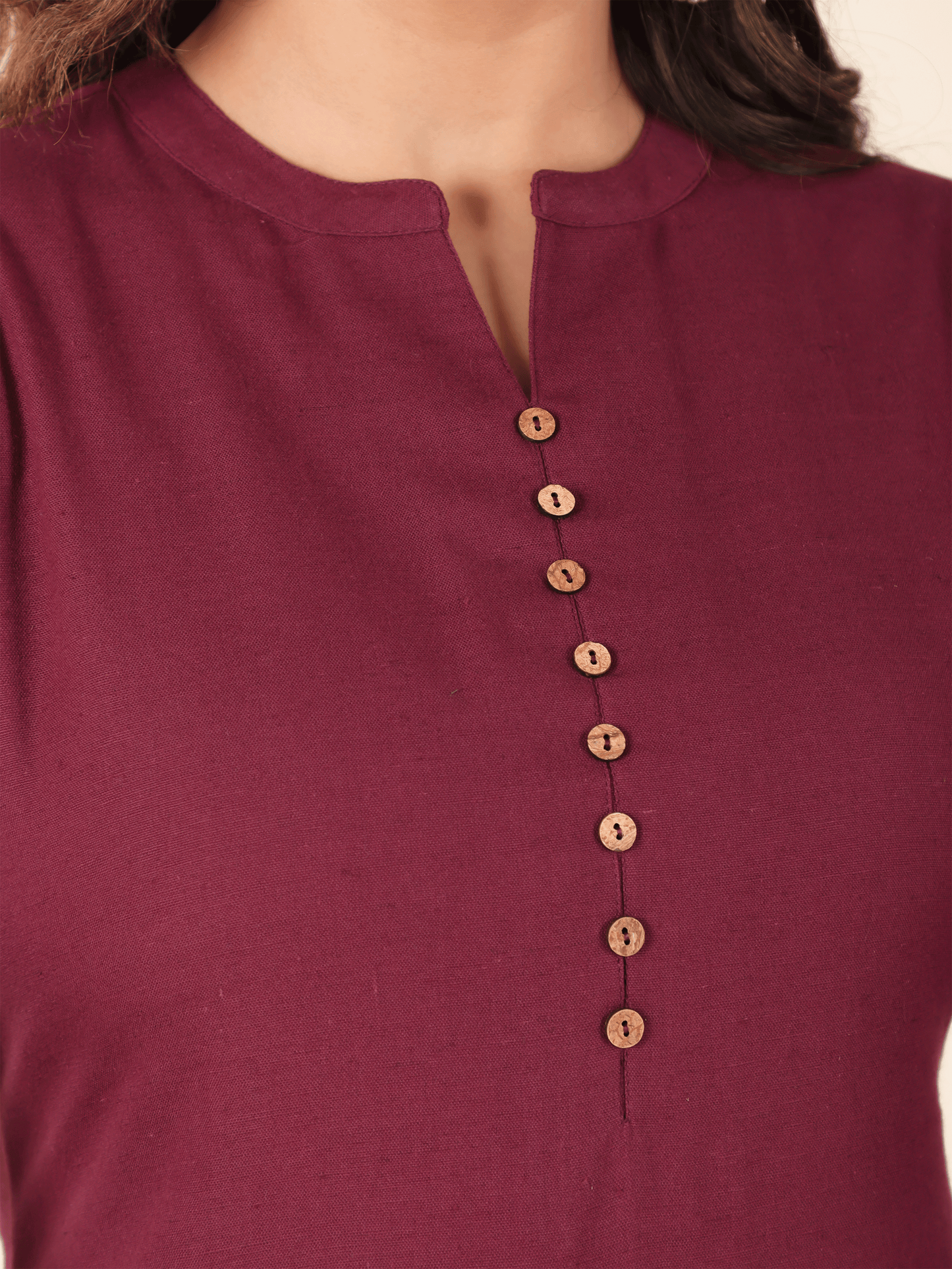 Women's Linen Purple Straight Kurta