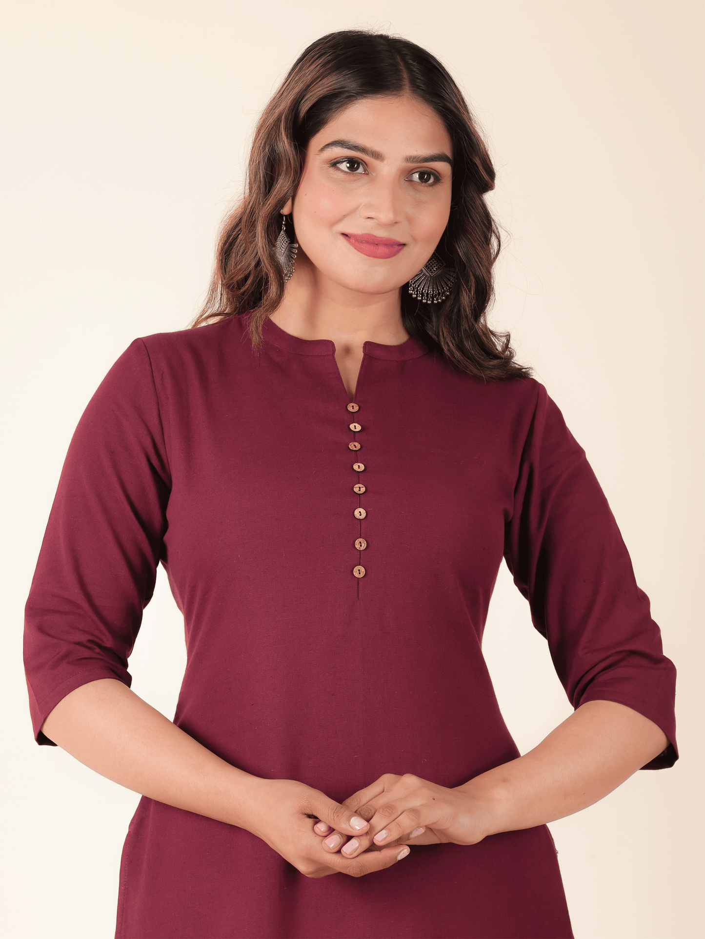 Women's Linen Purple Straight Kurta