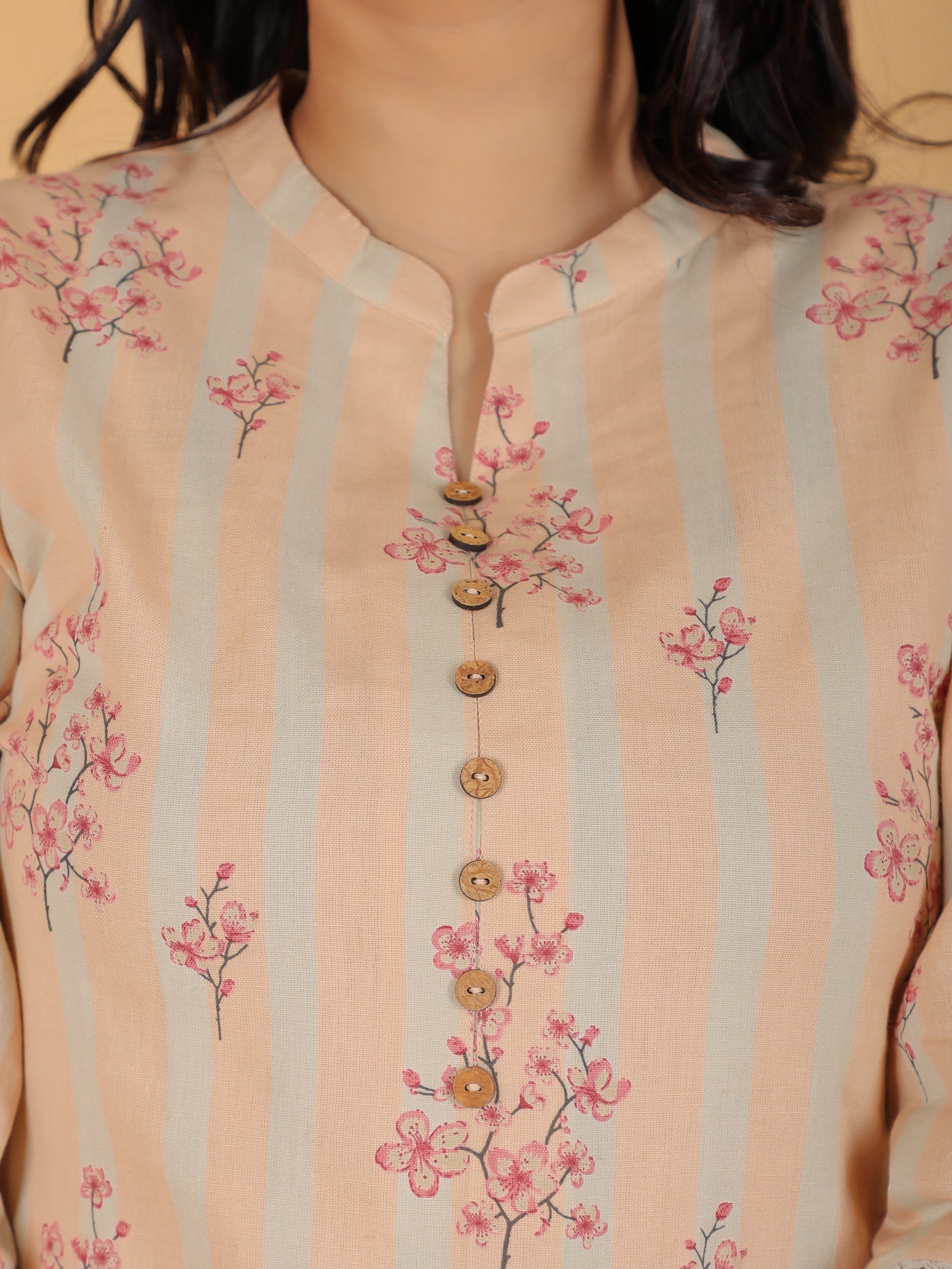 Women's Linen Orange Straight Kurta