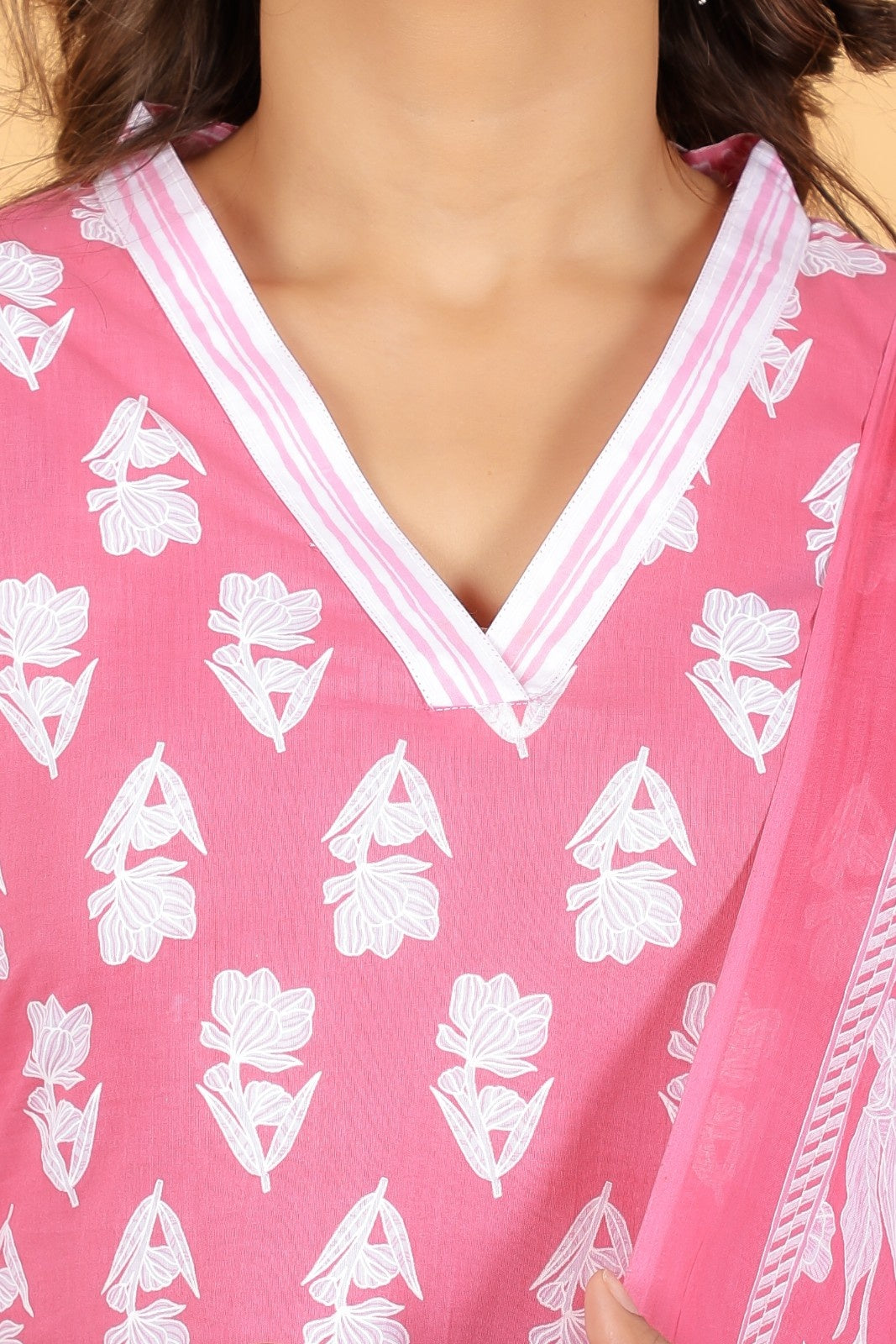 Women's Cotton Pink Straight Kurta Set