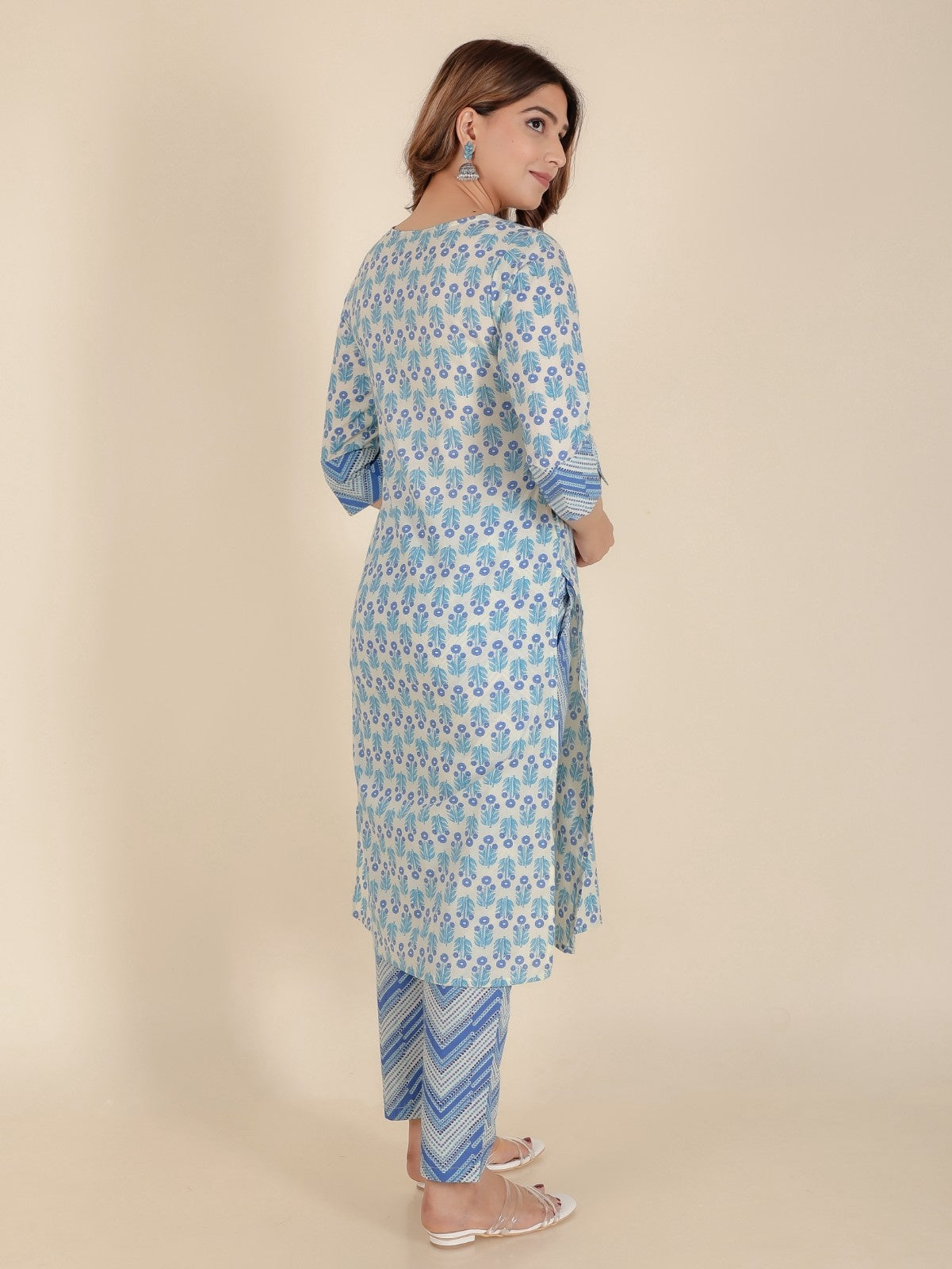 Women's Cotton White Straight Kurta Set
