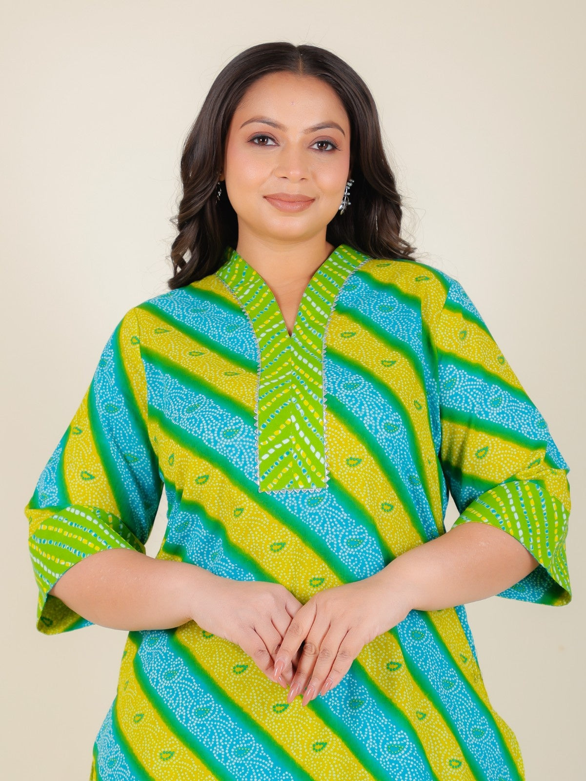 Women's Cotton Green Straight Kurta
