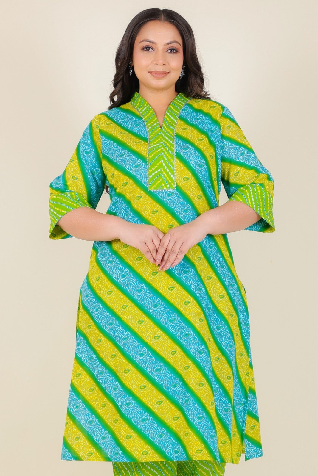 Women's Cotton Green Straight Kurta