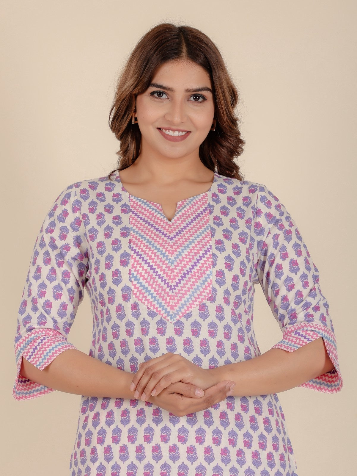 Women's Cotton Off White Straight Kurta Set