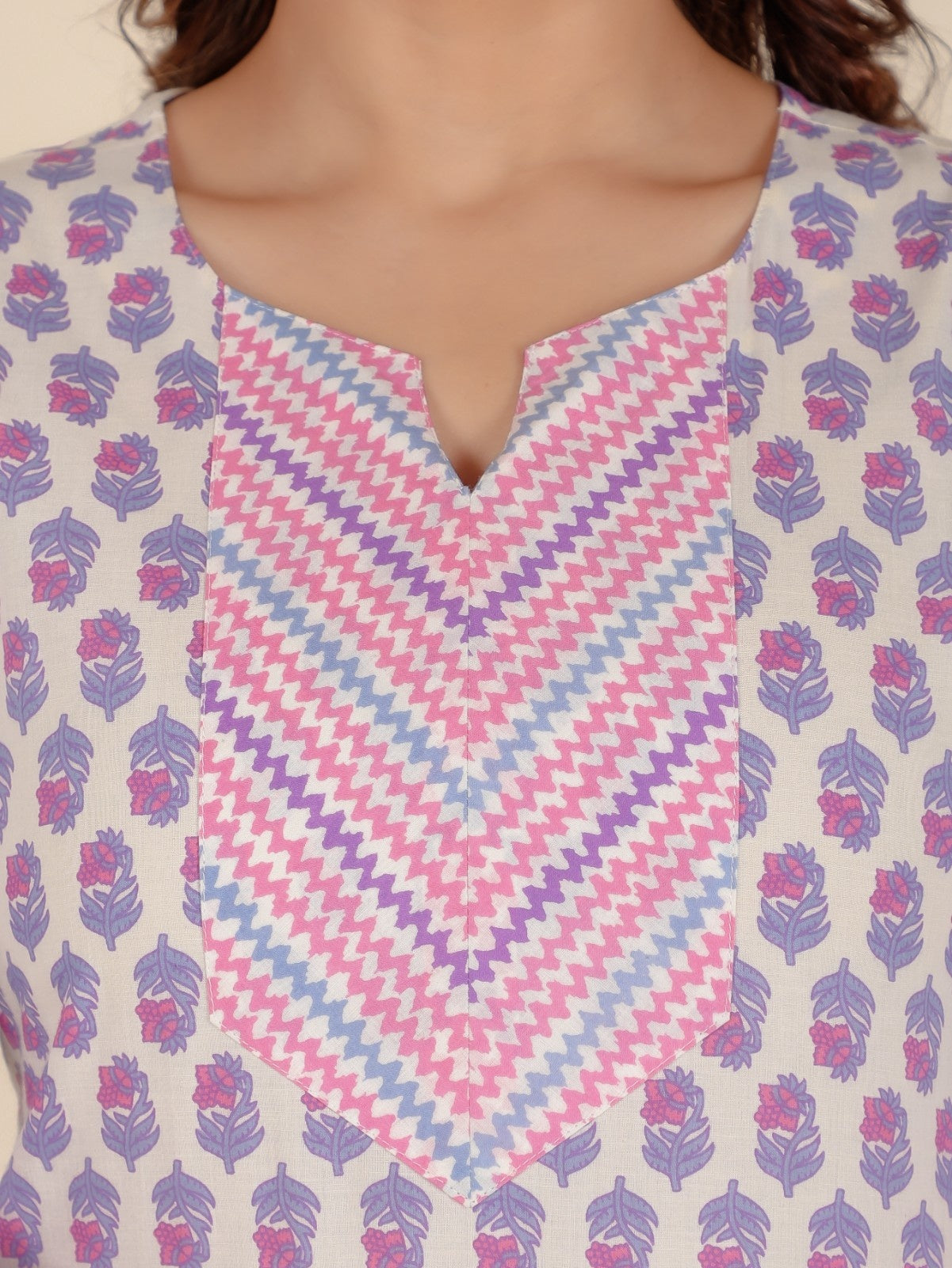 Women's Cotton Off White Straight Kurta