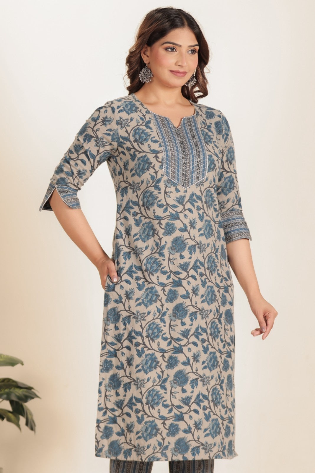 Women's Linen Grey Straight Kurta
