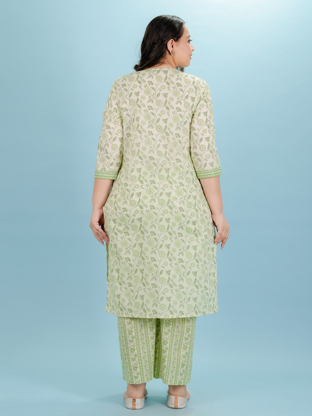 Women's Cotton Green Straight Kurta Set