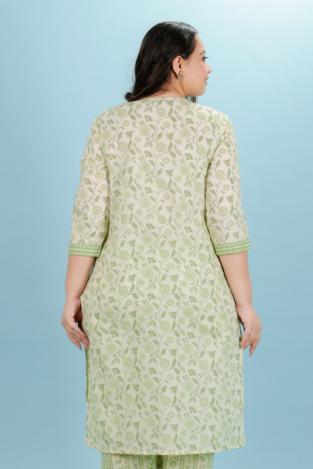 Women's Cotton Green Straight Kurta