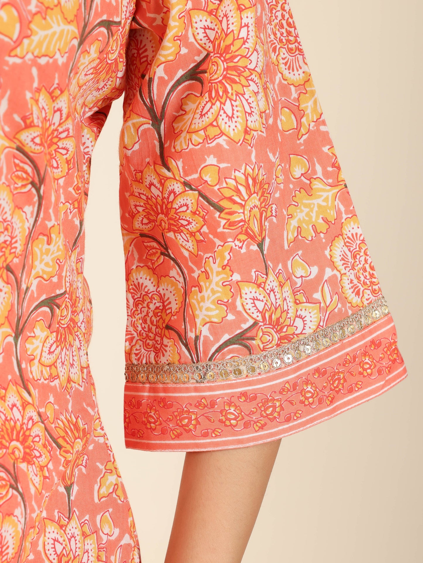 Women's Cotton Orange Straight Kurta