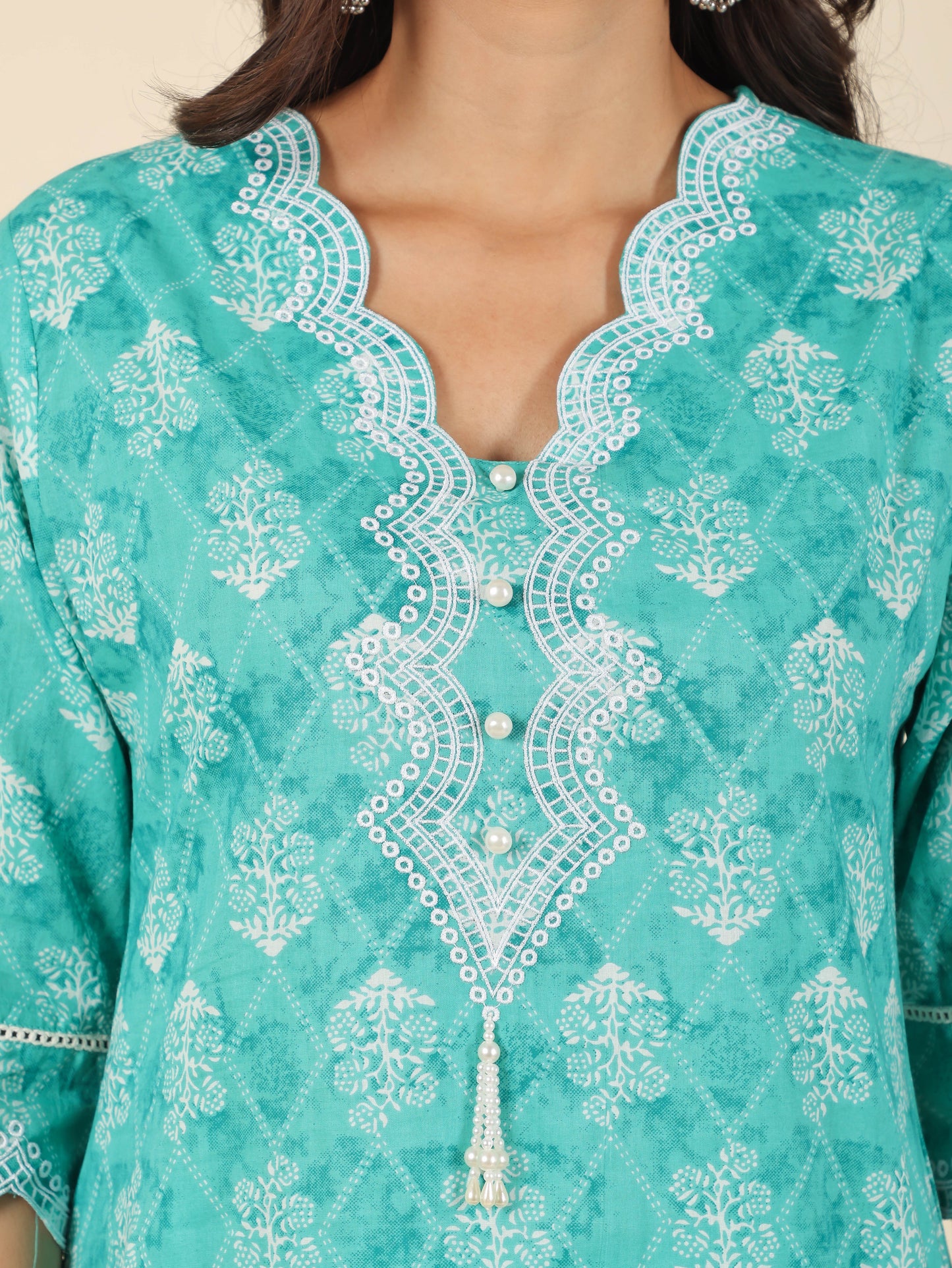 Women's Cotton Multicolor Straight Kurta Set
