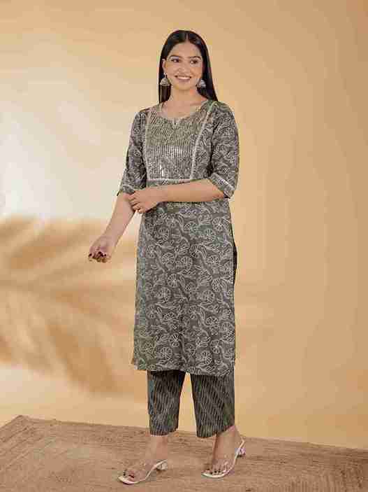 Women's Cotton Green Straight Kurta