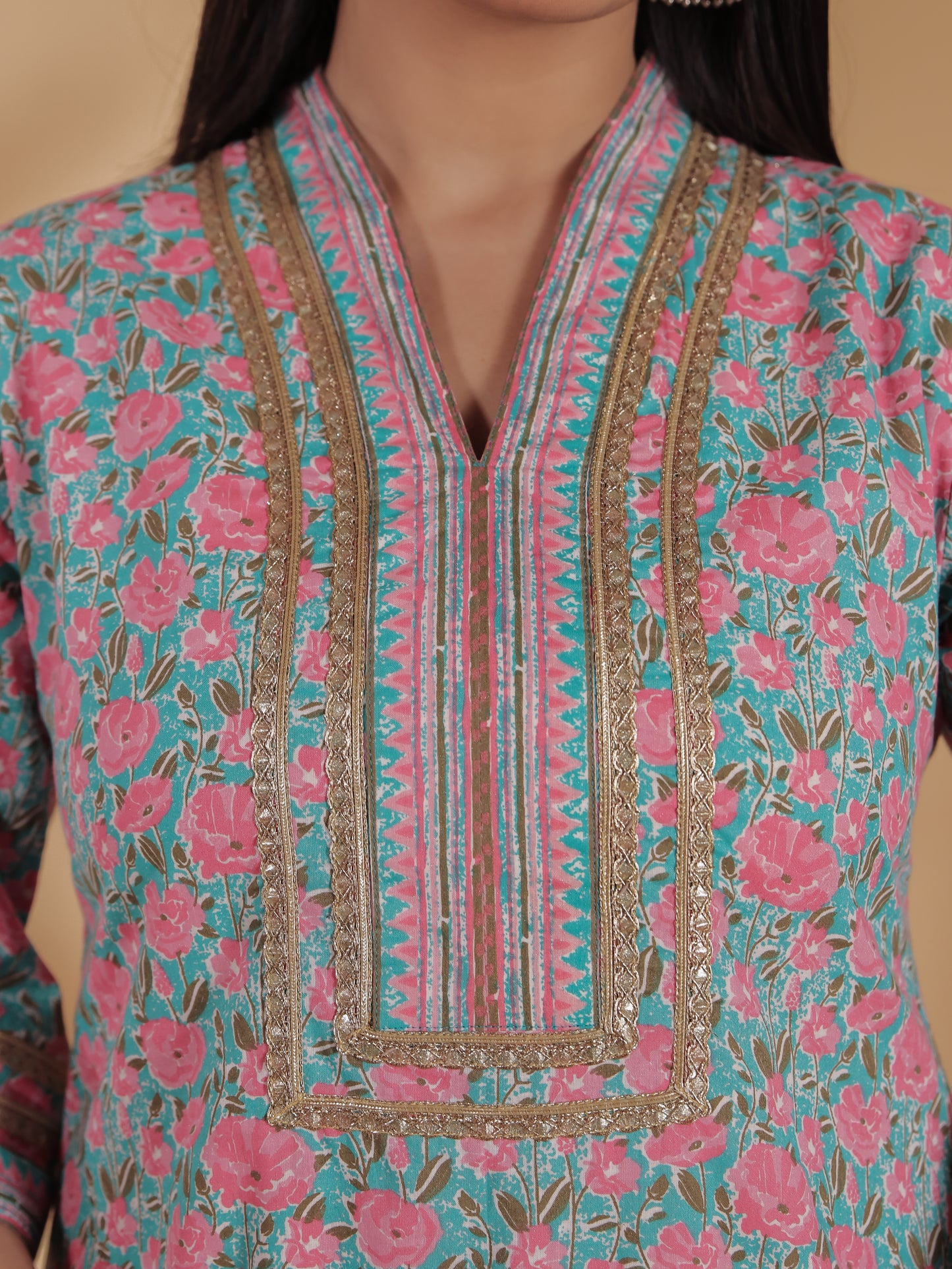 Women's Cotton Multicolor Straight Kurta