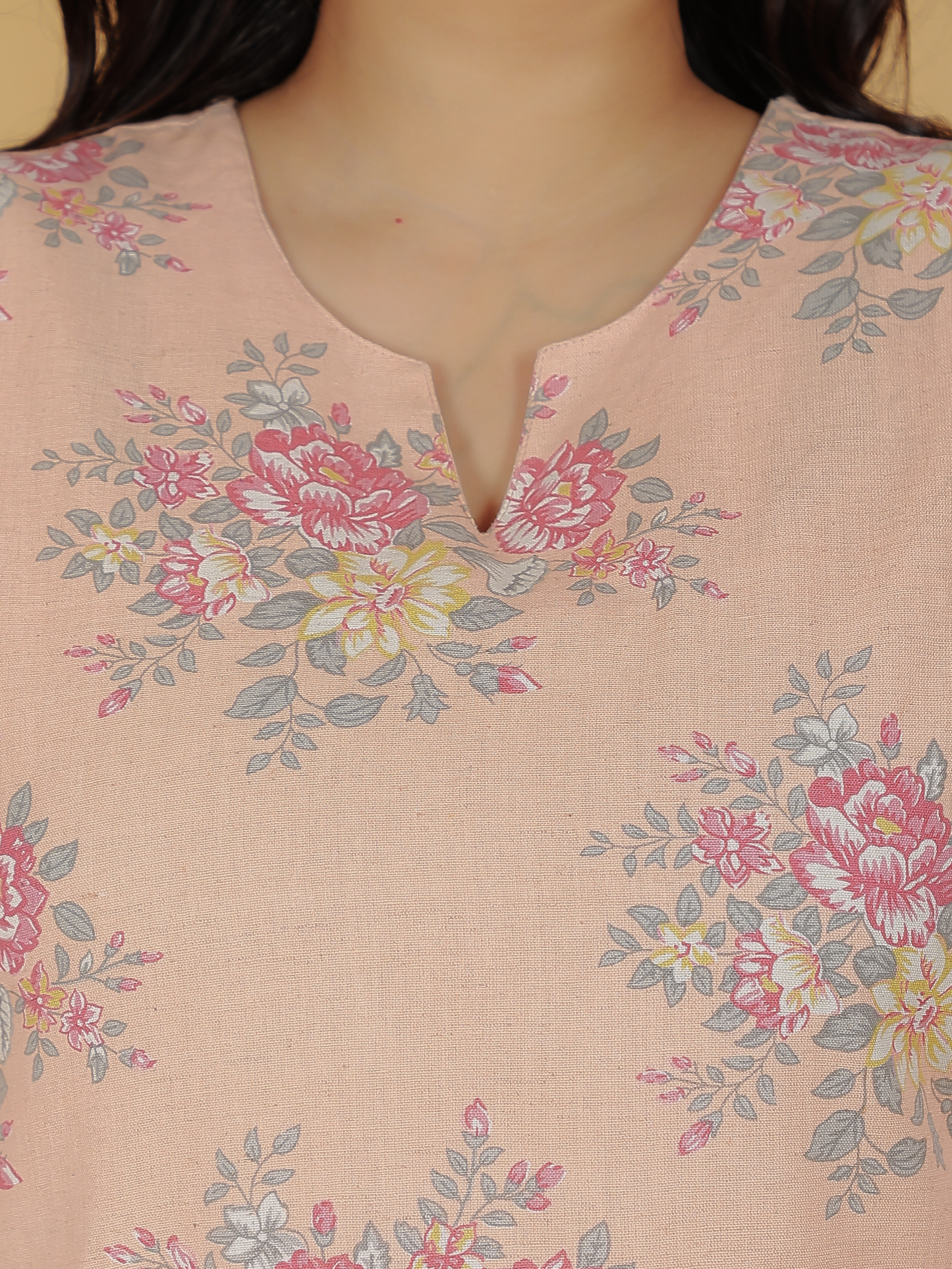 Women's Linen Orange Straight Kurta
