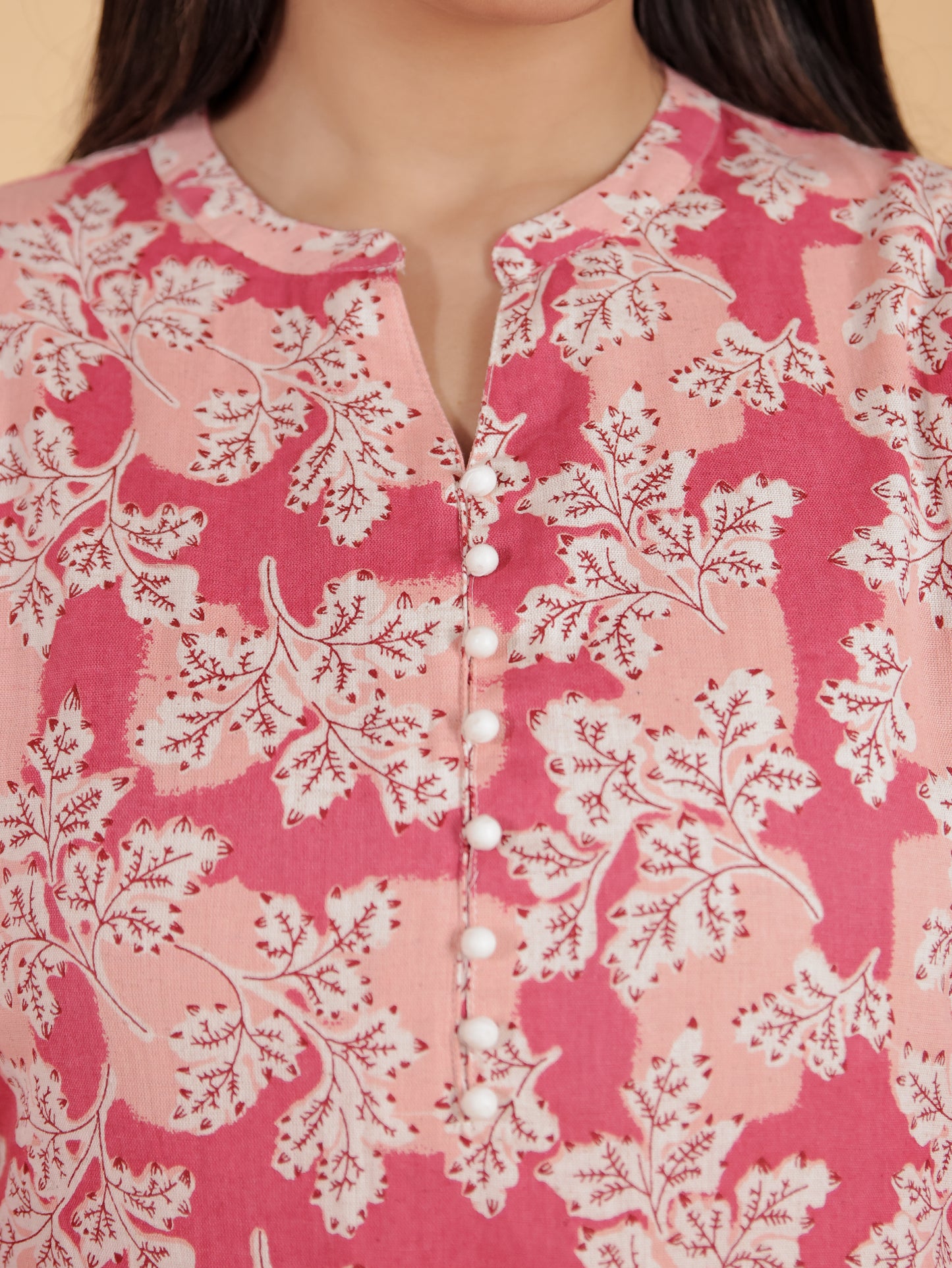 Women's Linen Pink Straight Kurta Set
