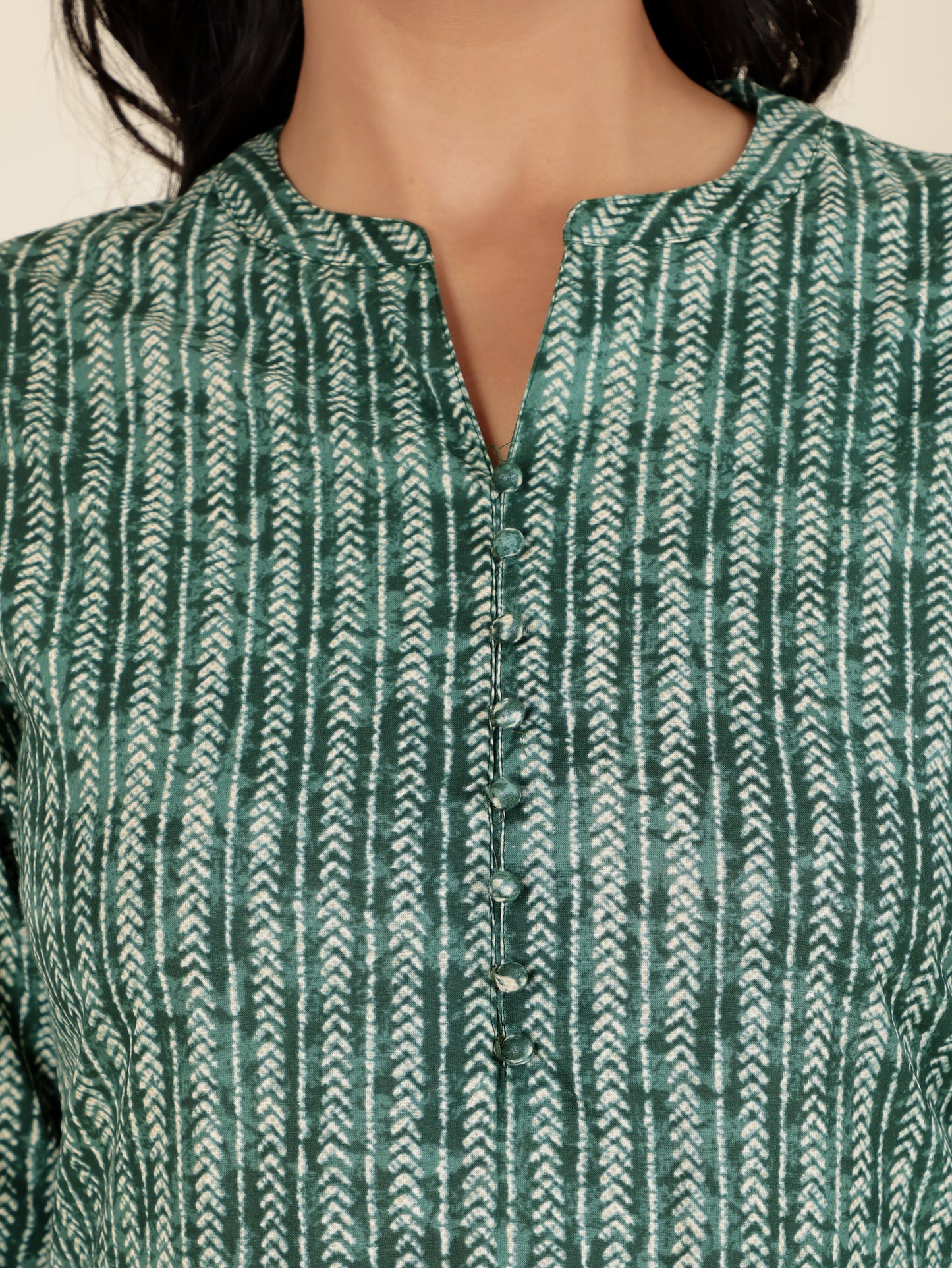 Women's Cotton Green Straight Kurta