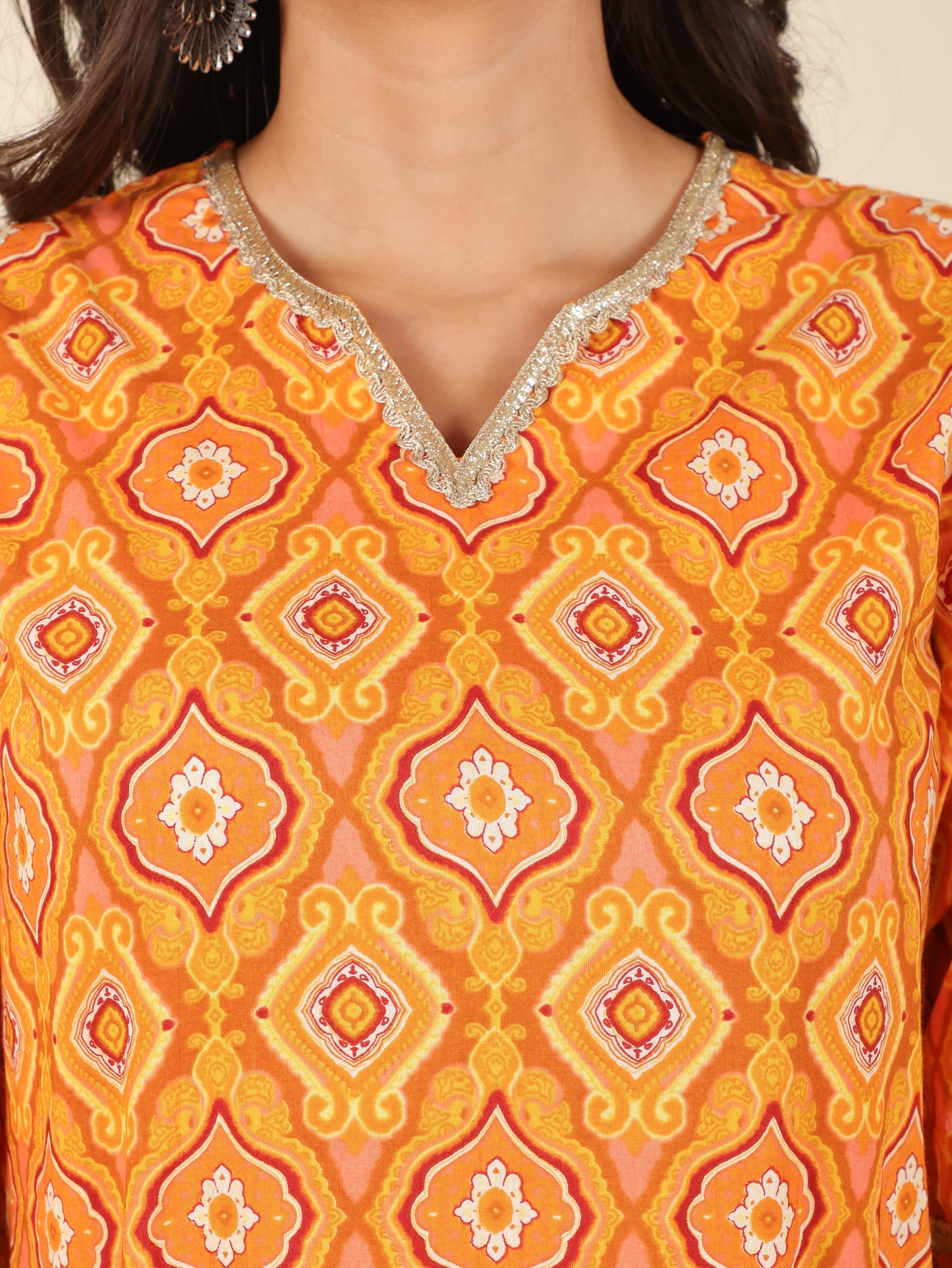 Women's Cotton Yellow Straight Kurta